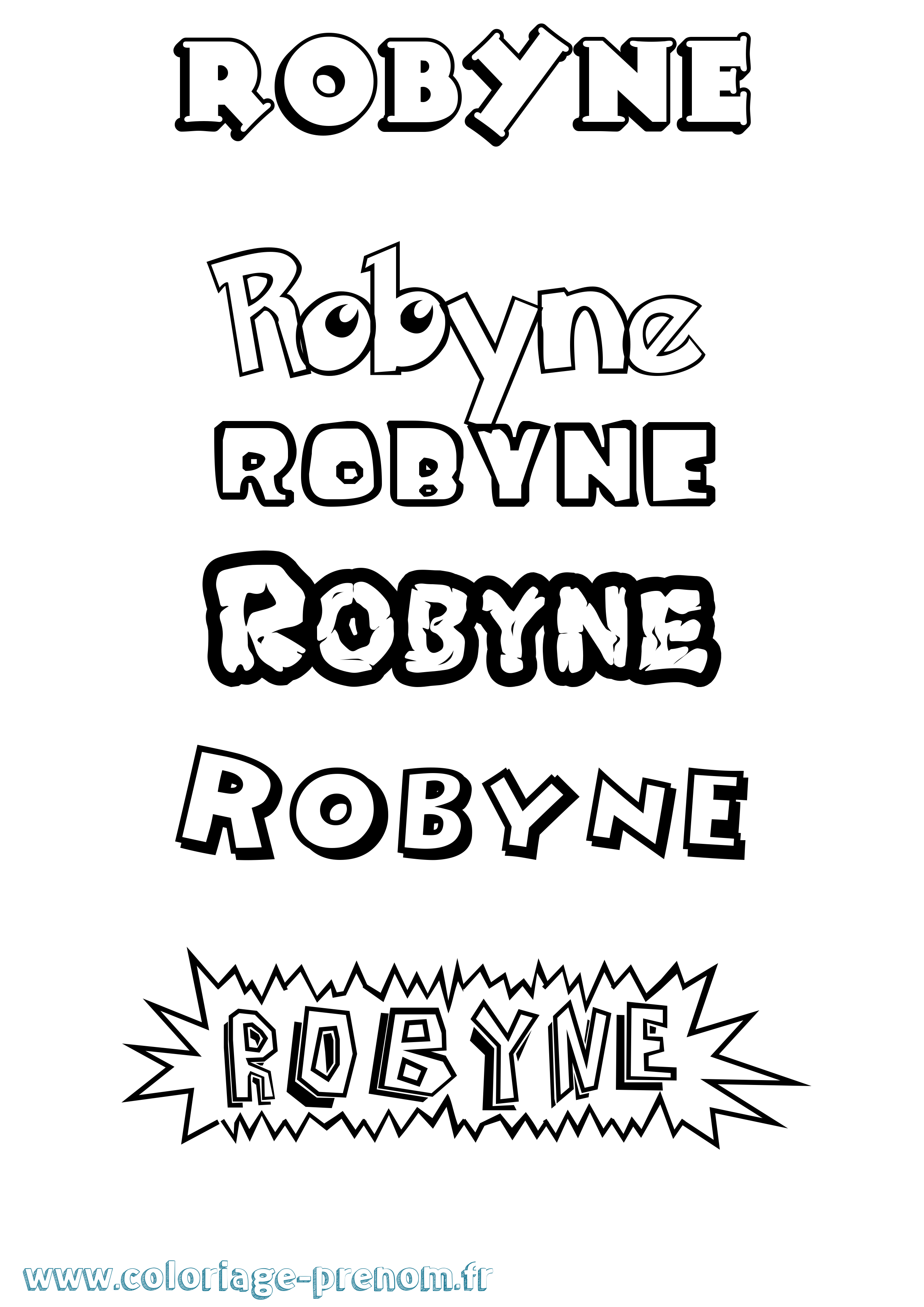 Coloriage Robyne Dessin Animé Coloriage prénom Robyne Dessin Animé