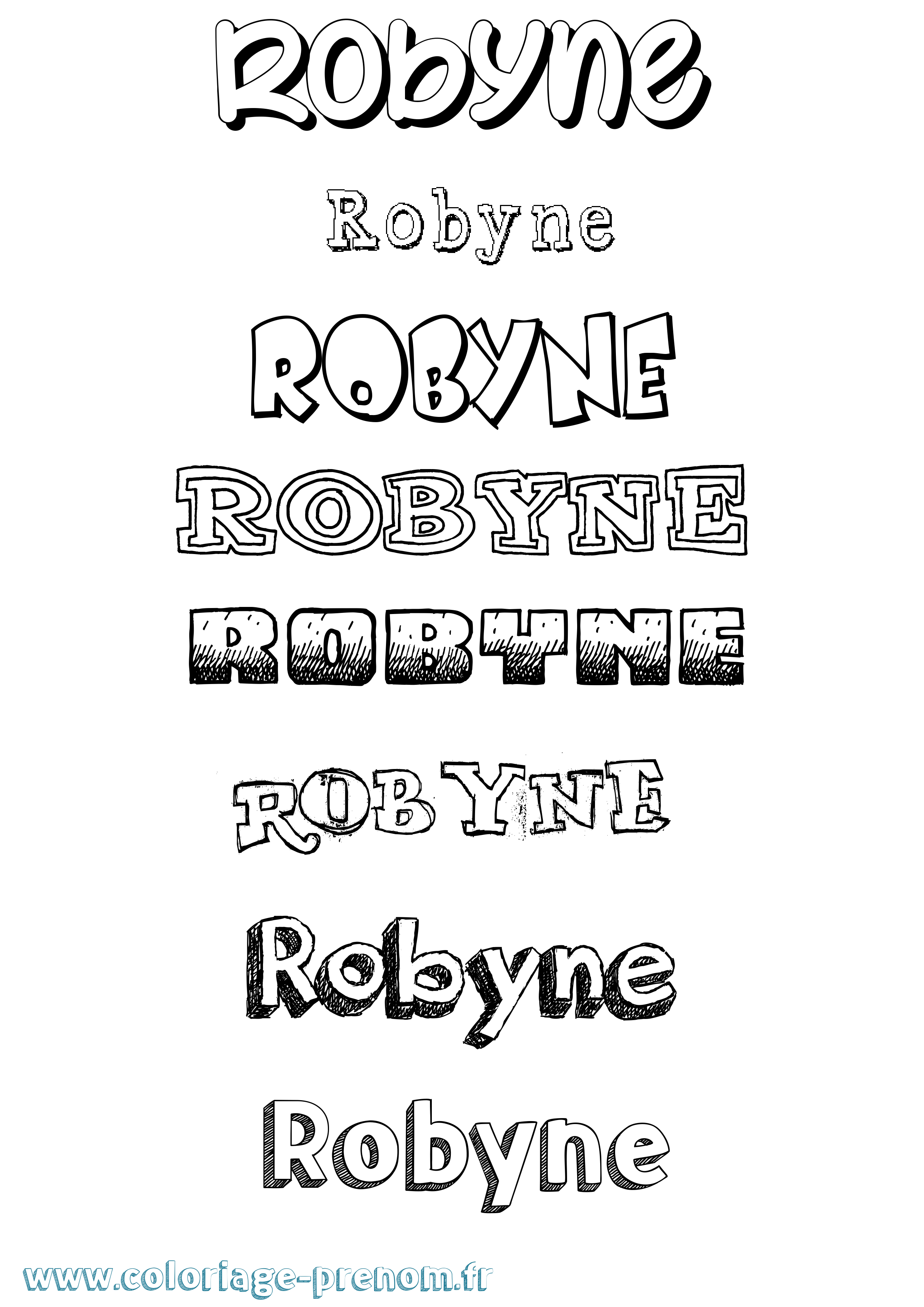 Coloriage Robyne Dessiné Coloriage prénom Robyne Dessiné