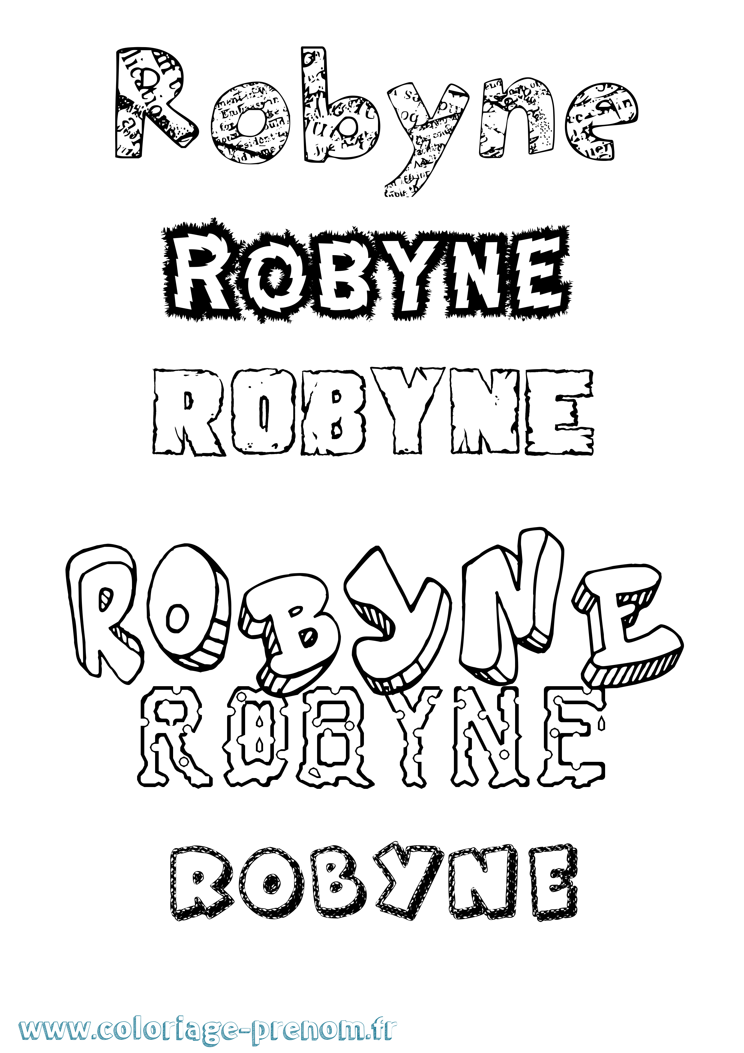 Coloriage Robyne Destructuré Coloriage prénom Robyne Destructuré