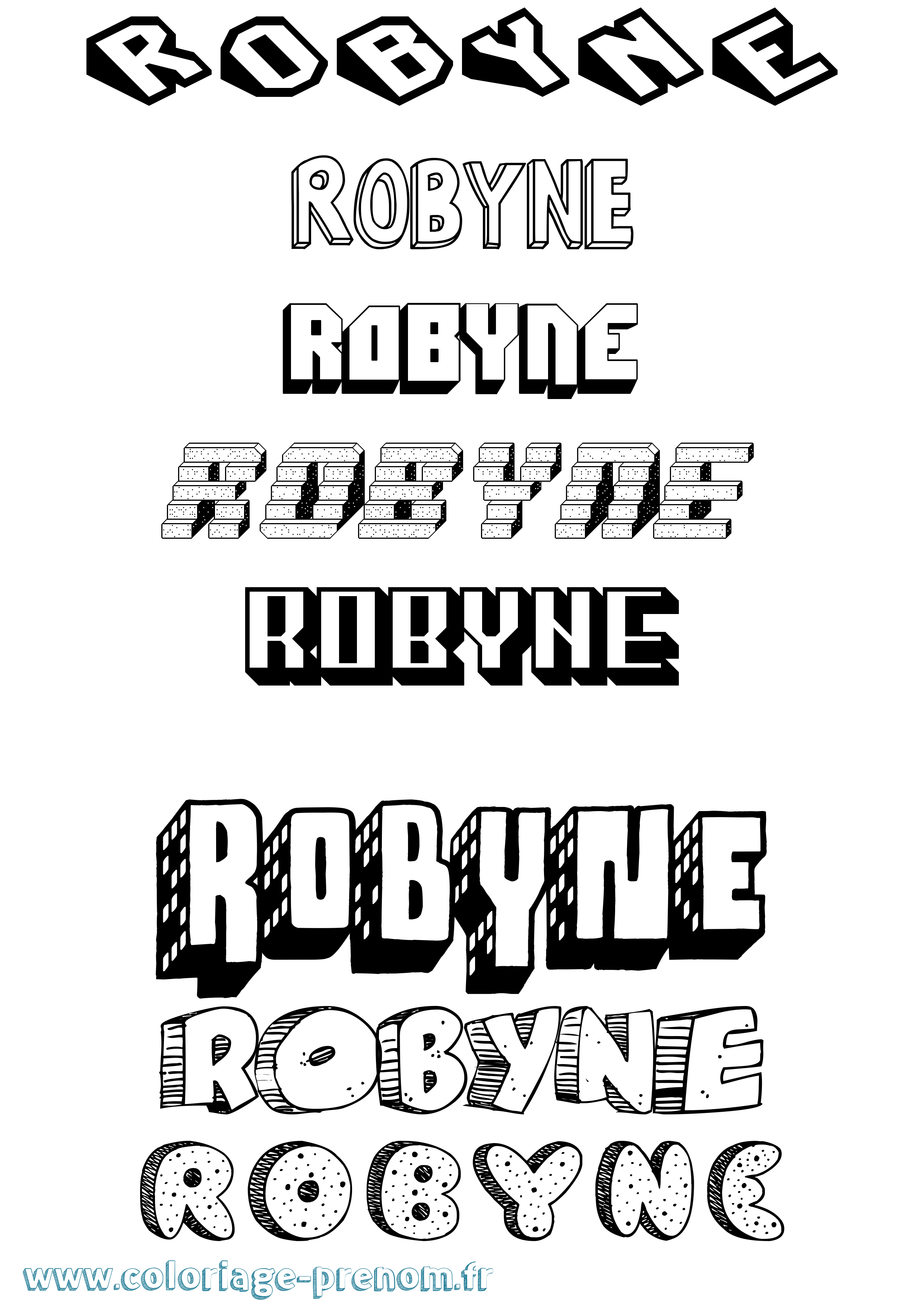 Coloriage Robyne Effet 3D Coloriage prénom Robyne Effet 3D