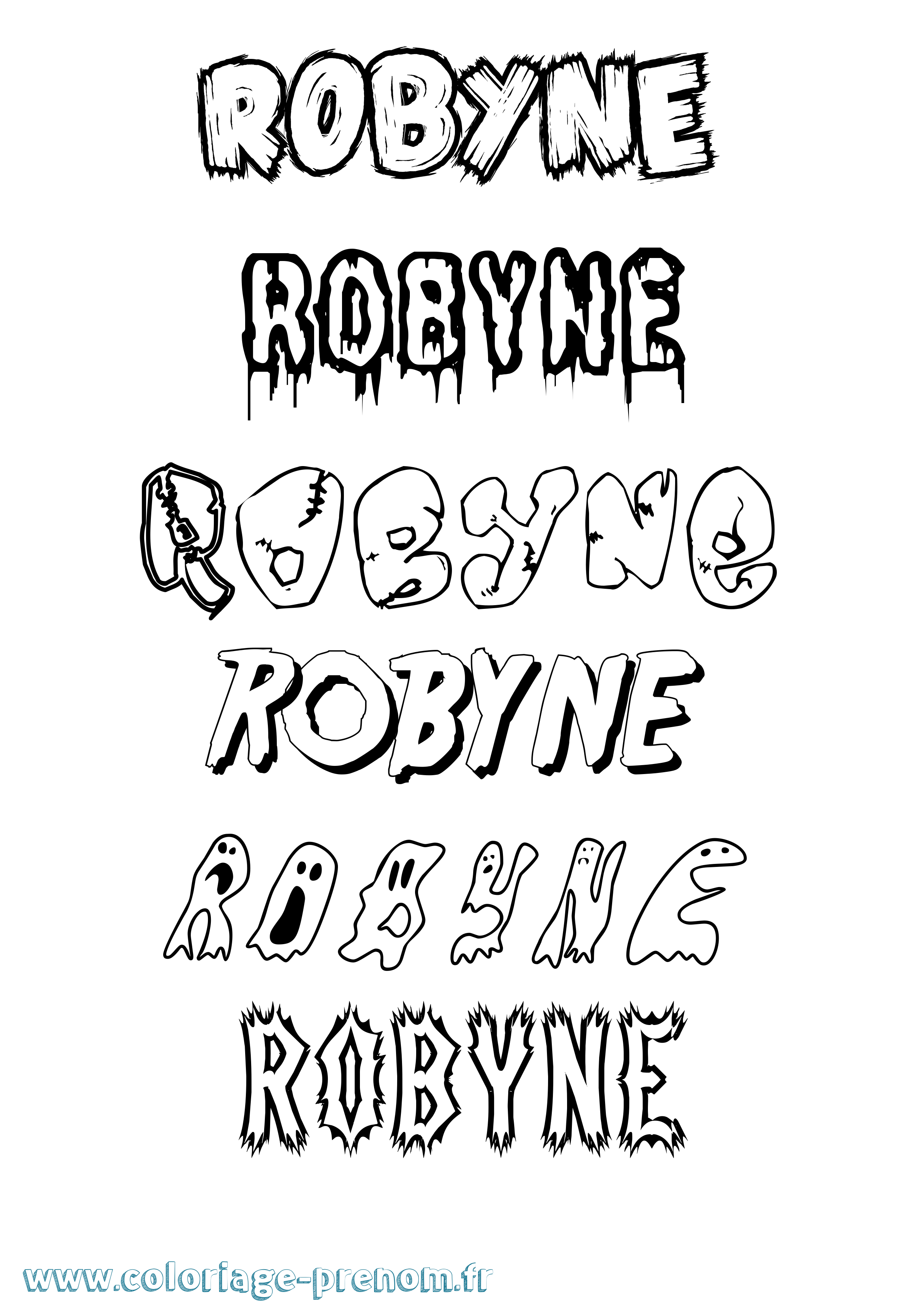 Coloriage Robyne Frisson Coloriage prénom Robyne Frisson
