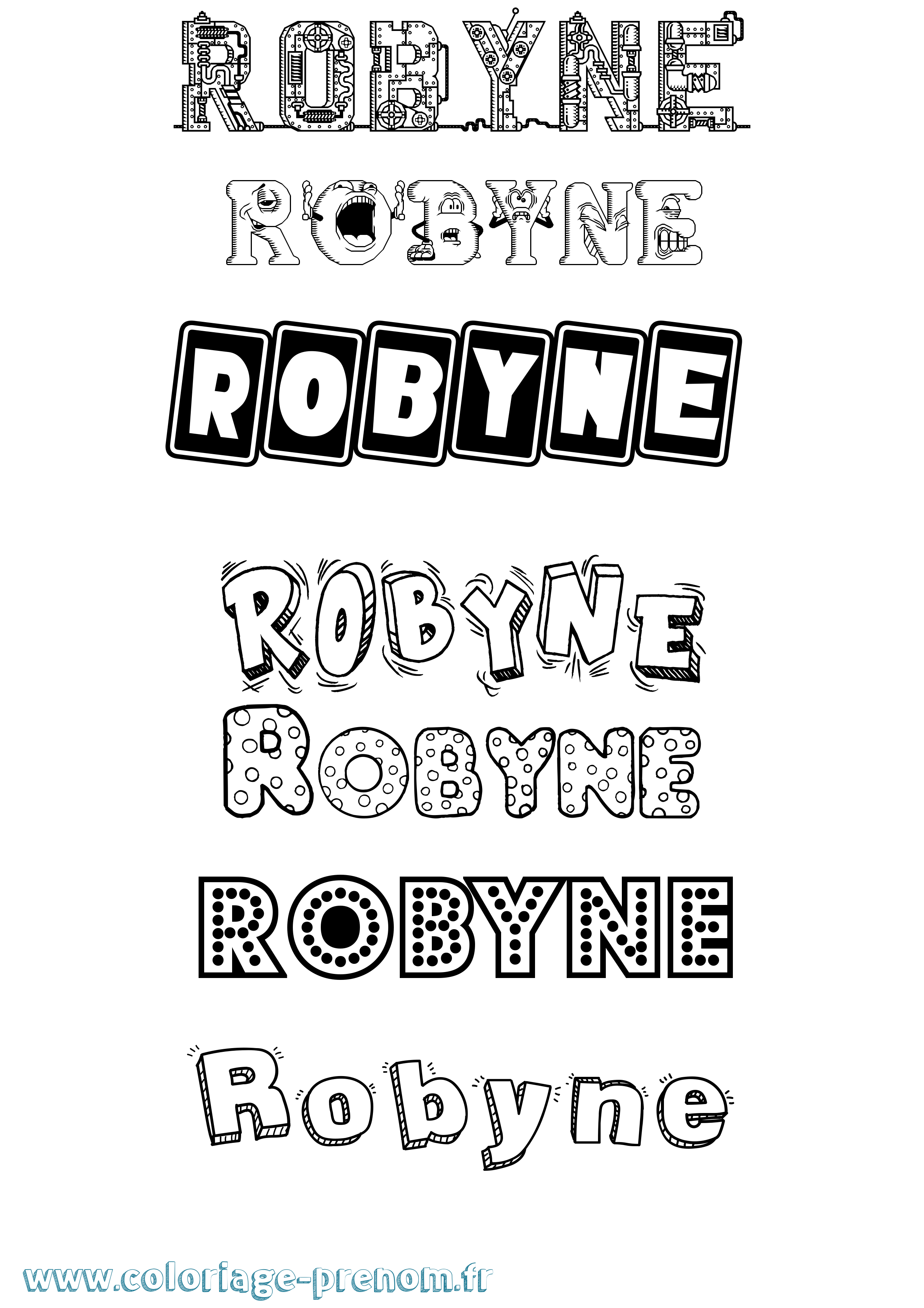 Coloriage Robyne Fun Coloriage prénom Robyne Fun
