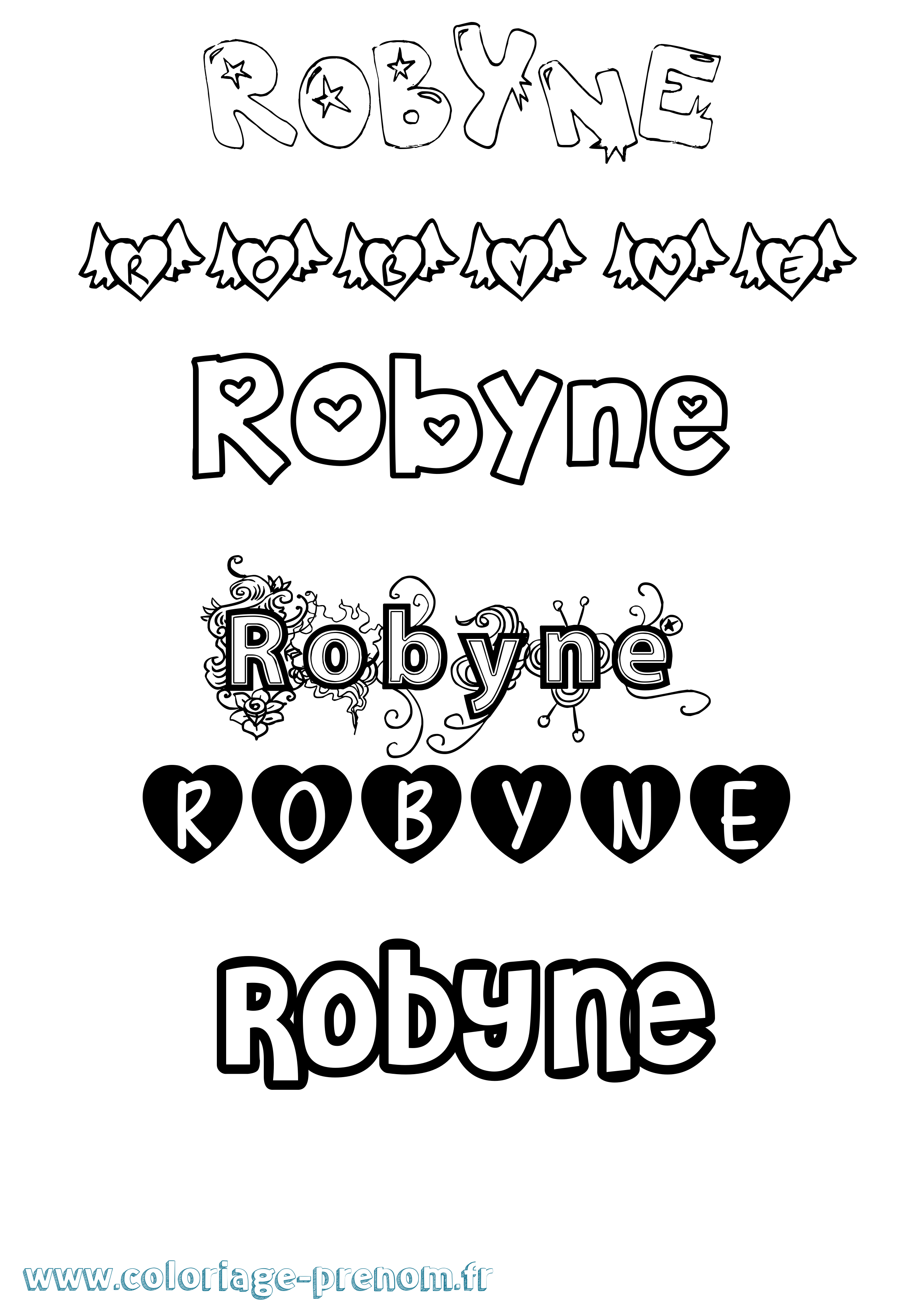 Coloriage Robyne Girly Coloriage prénom Robyne Girly