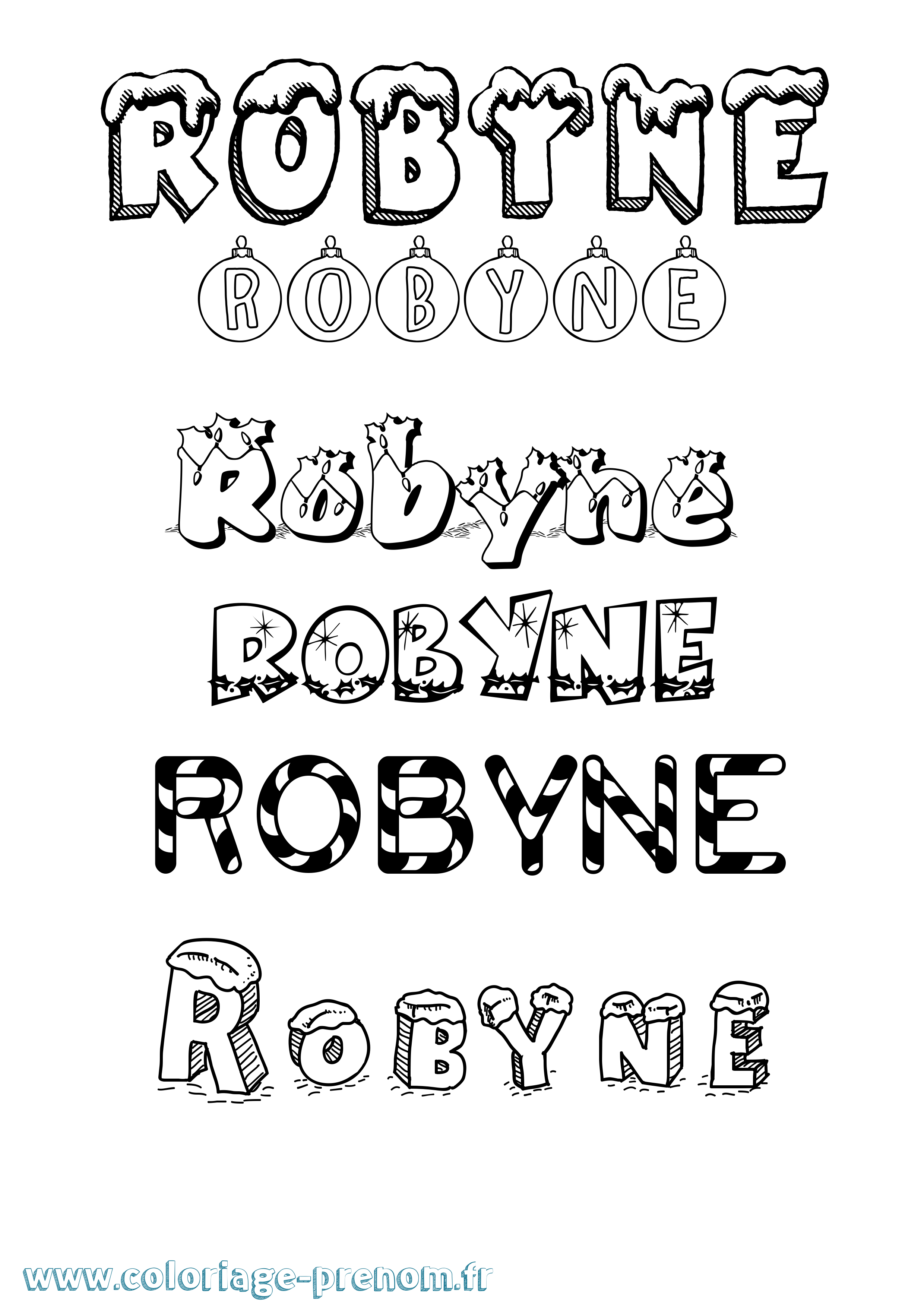 Coloriage Robyne Noël Coloriage prénom Robyne Noël