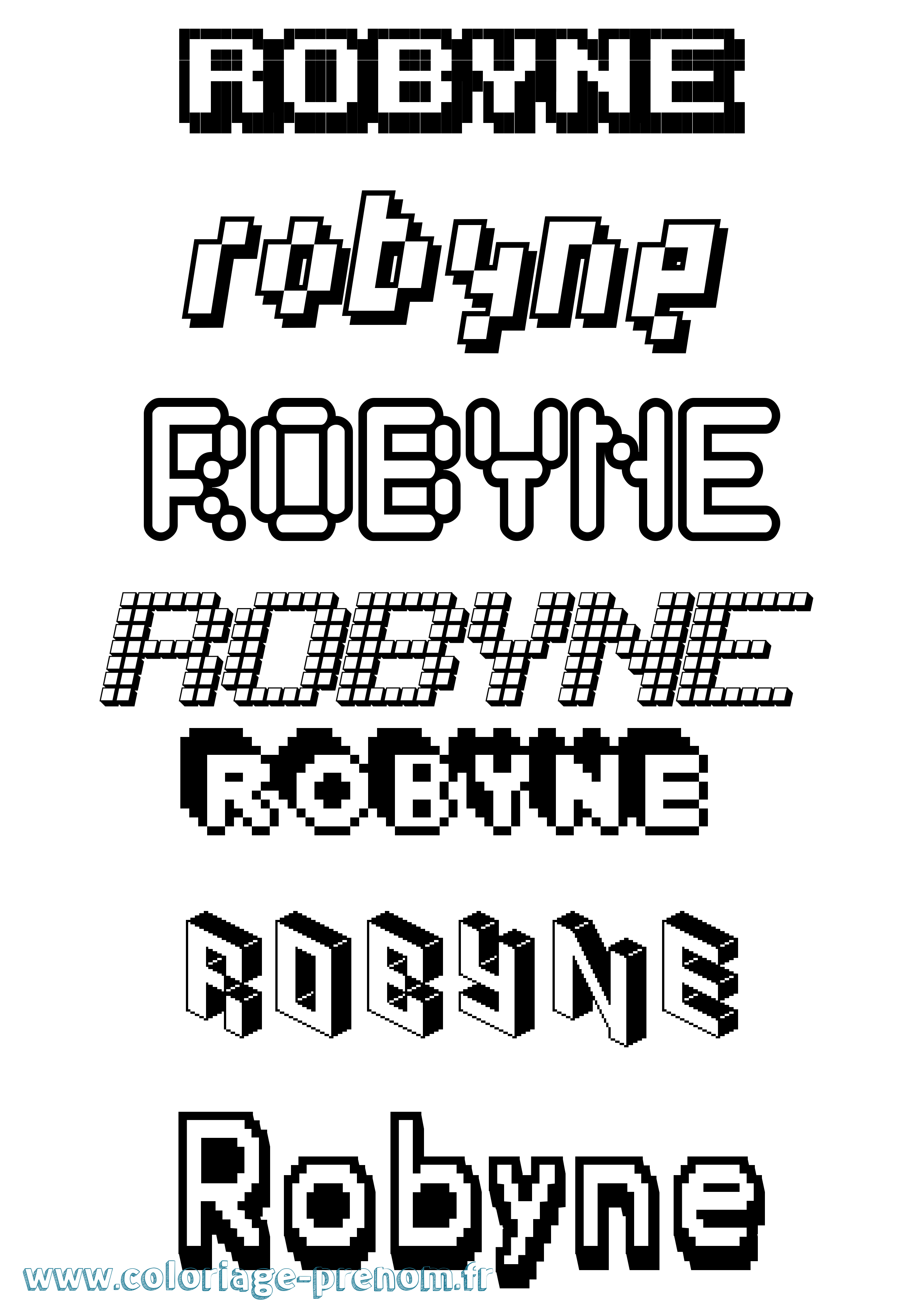 Coloriage Robyne Pixel Coloriage prénom Robyne Pixel