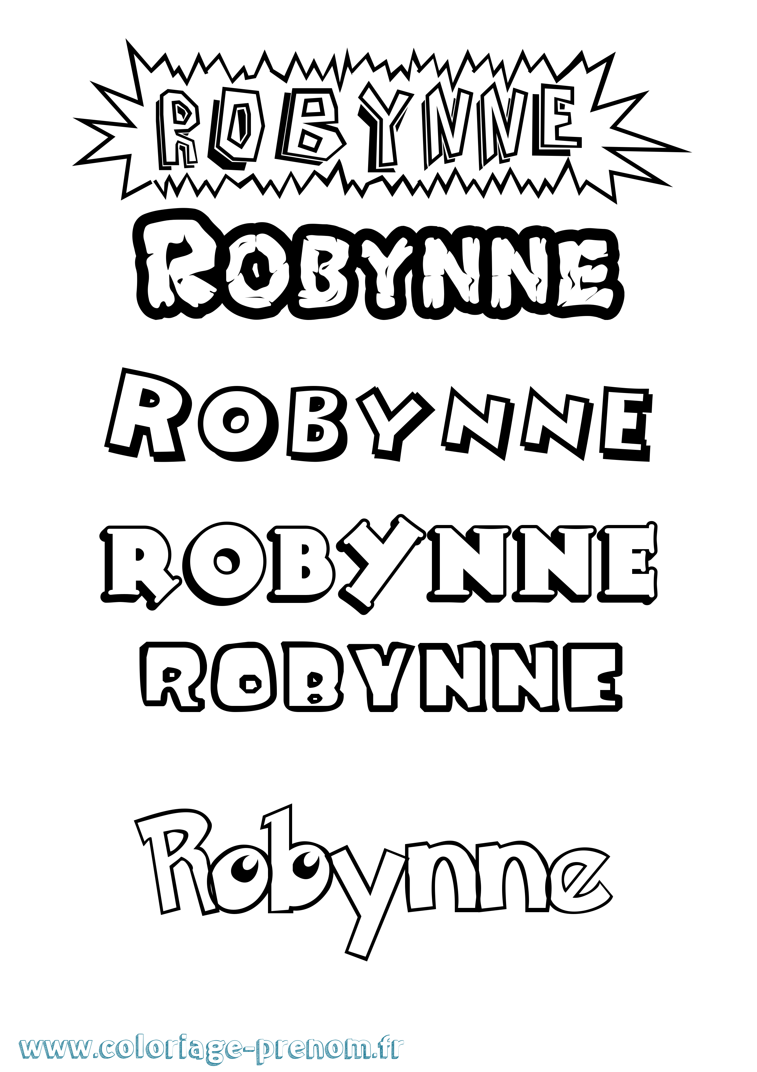 Coloriage Robynne Dessin Animé Coloriage prénom Robynne Dessin Animé