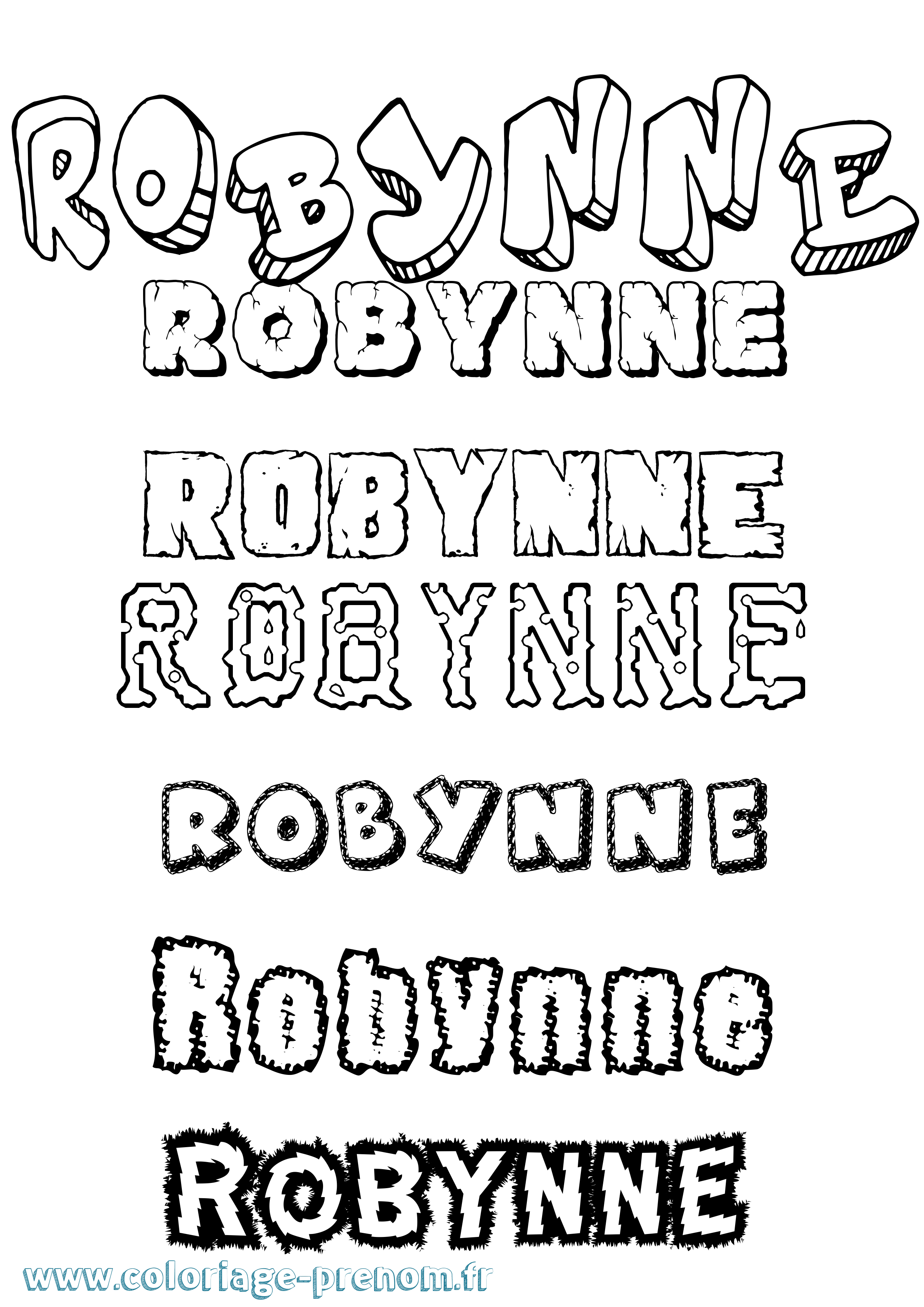 Coloriage Robynne Destructuré Coloriage prénom Robynne Destructuré