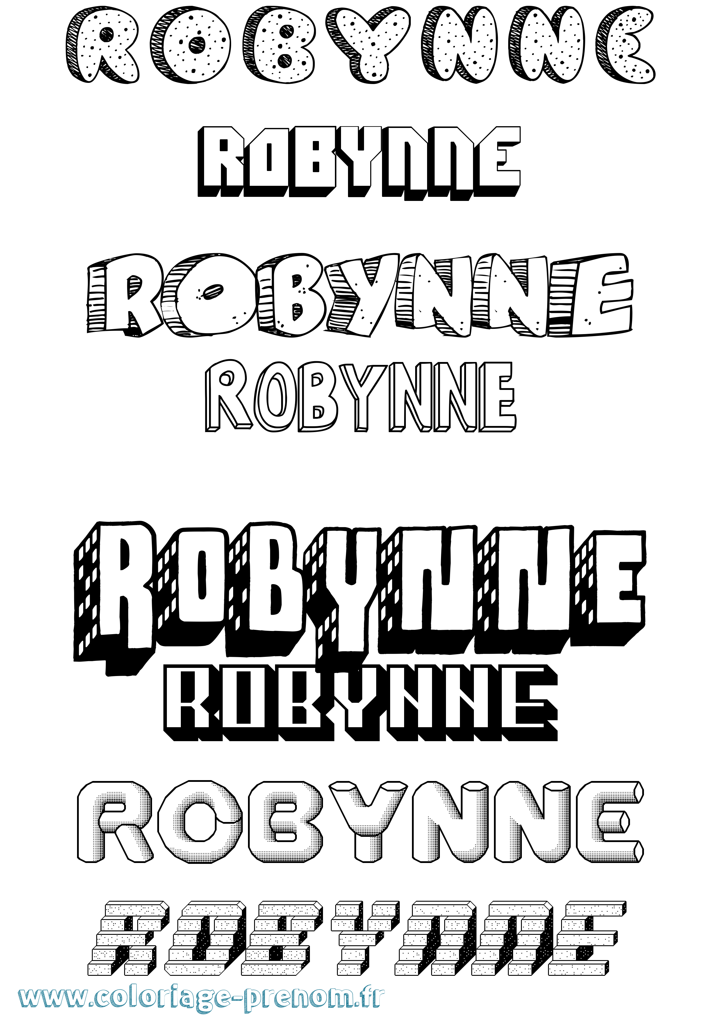 Coloriage Robynne Effet 3D Coloriage prénom Robynne Effet 3D