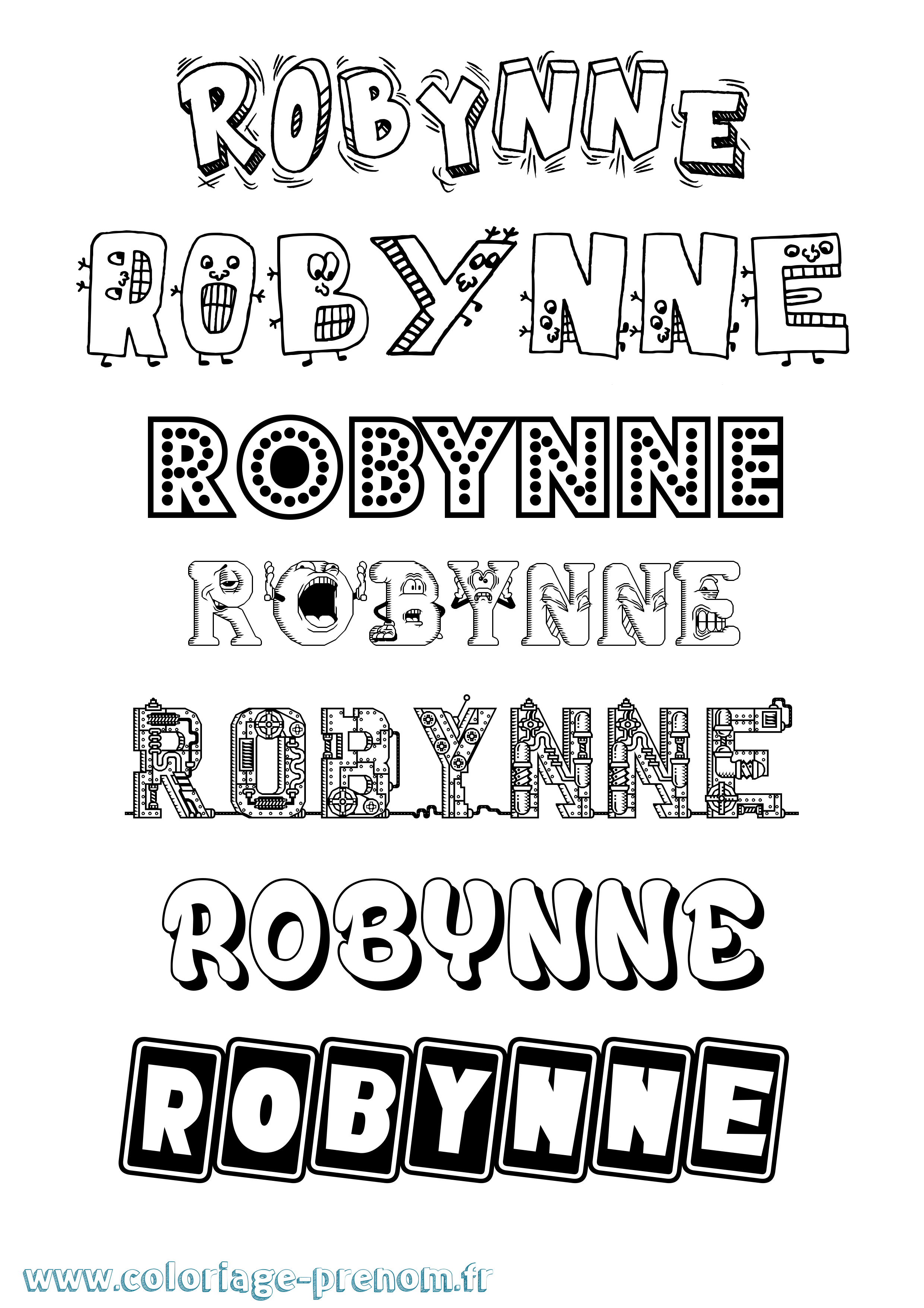 Coloriage Robynne Fun Coloriage prénom Robynne Fun
