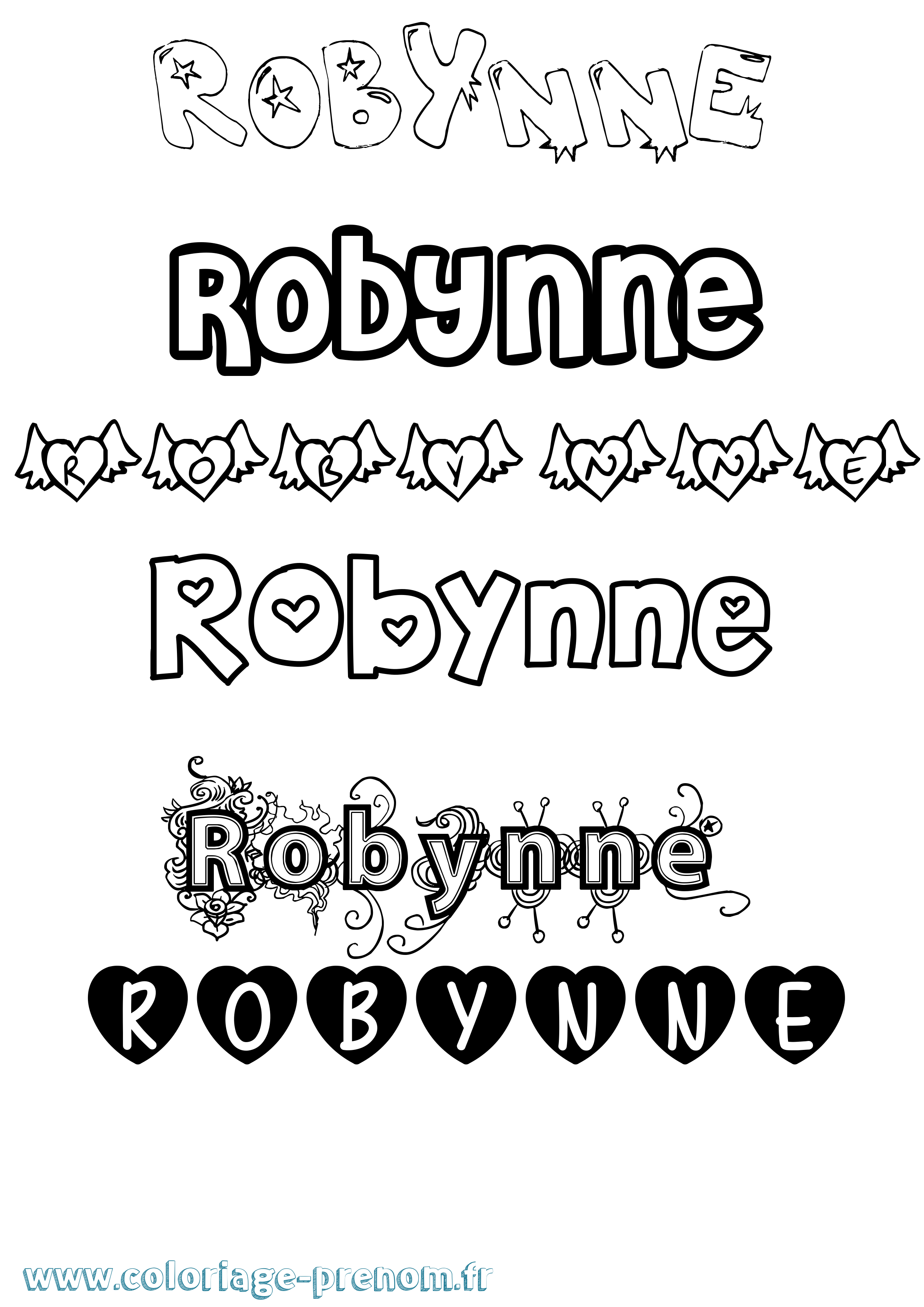 Coloriage Robynne Girly Coloriage prénom Robynne Girly