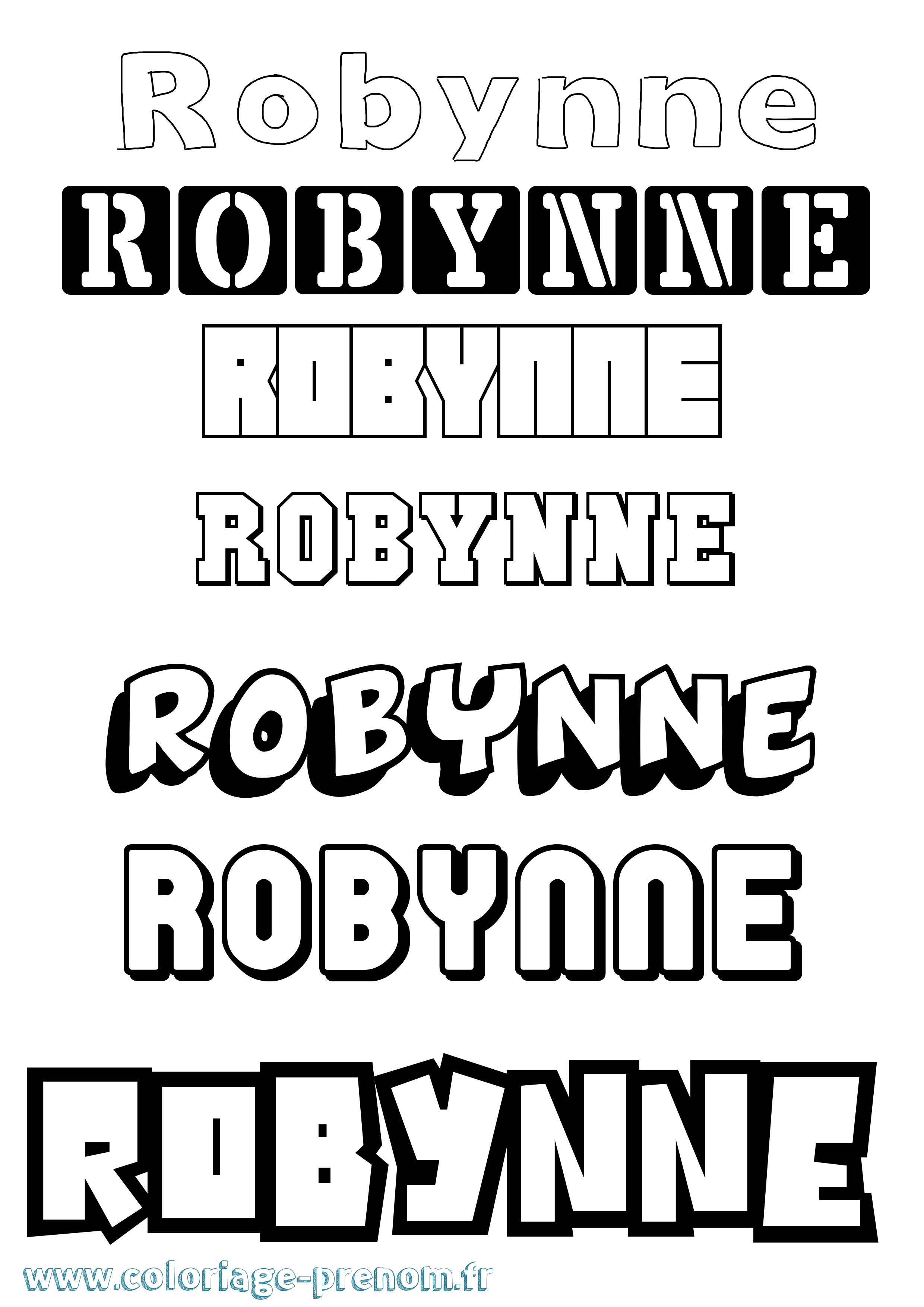 Coloriage Robynne Simple Coloriage prénom Robynne Simple
