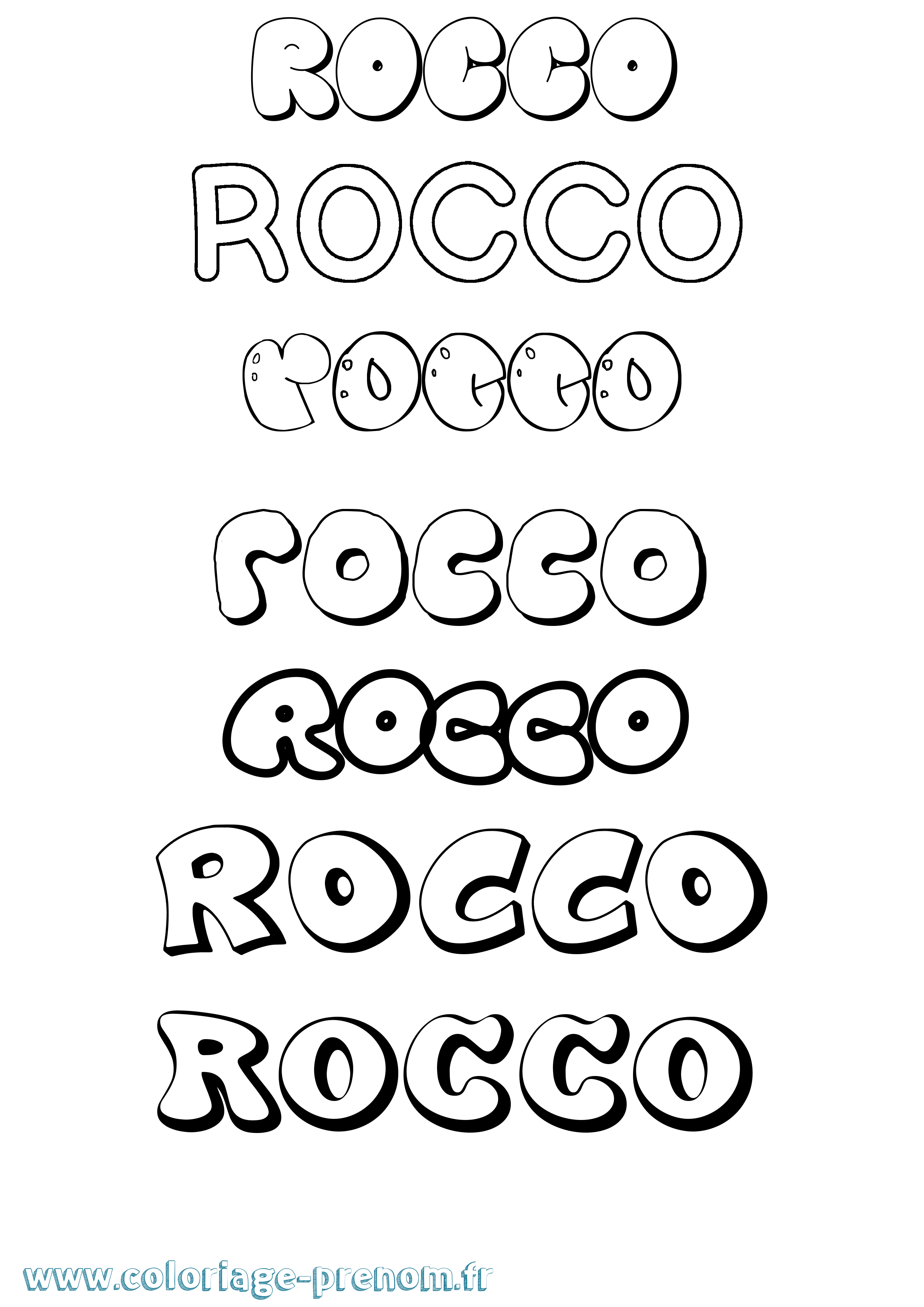 Coloriage Rocco Bubble Coloriage prénom Rocco Bubble