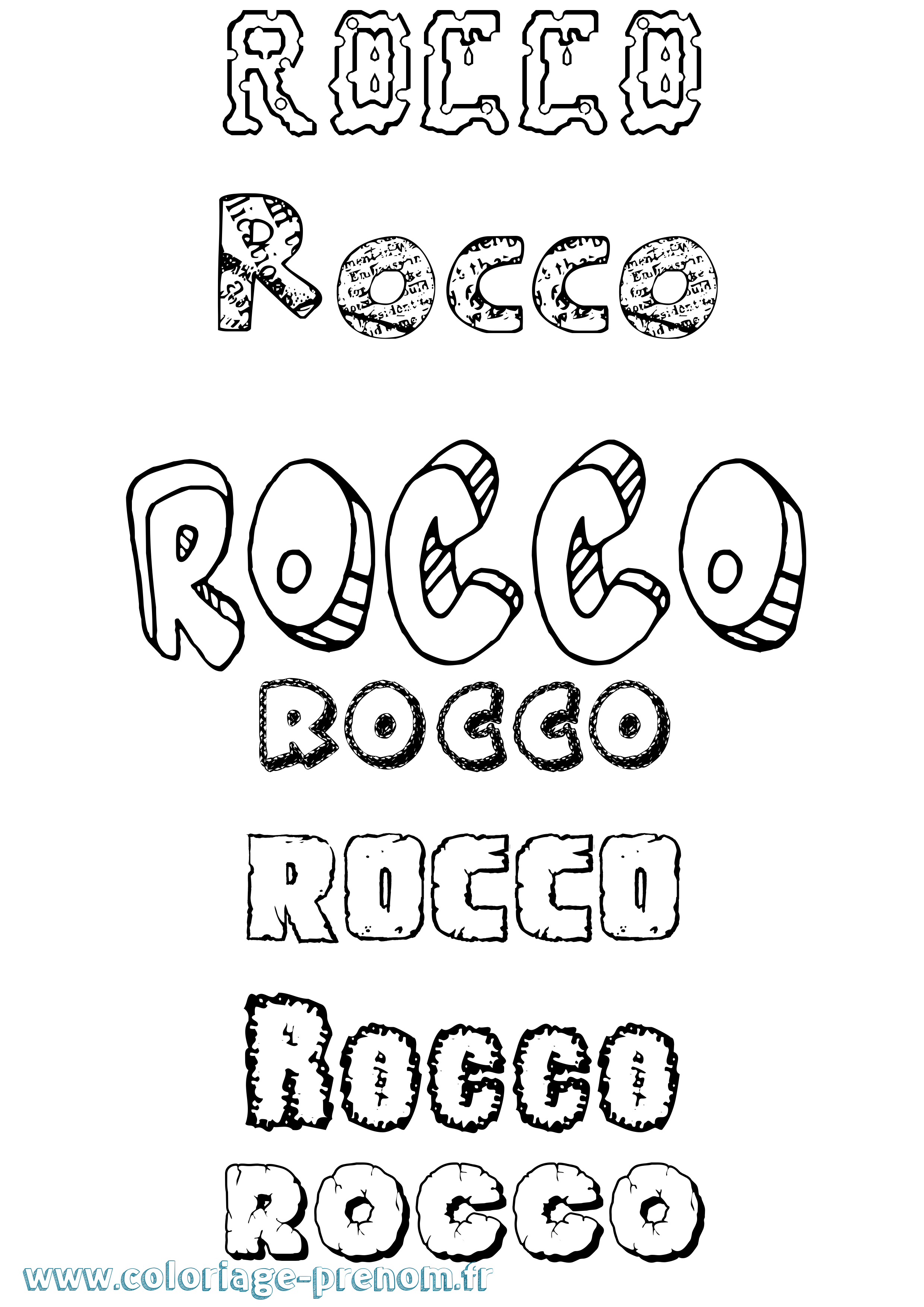 Coloriage Rocco Destructuré Coloriage prénom Rocco Destructuré