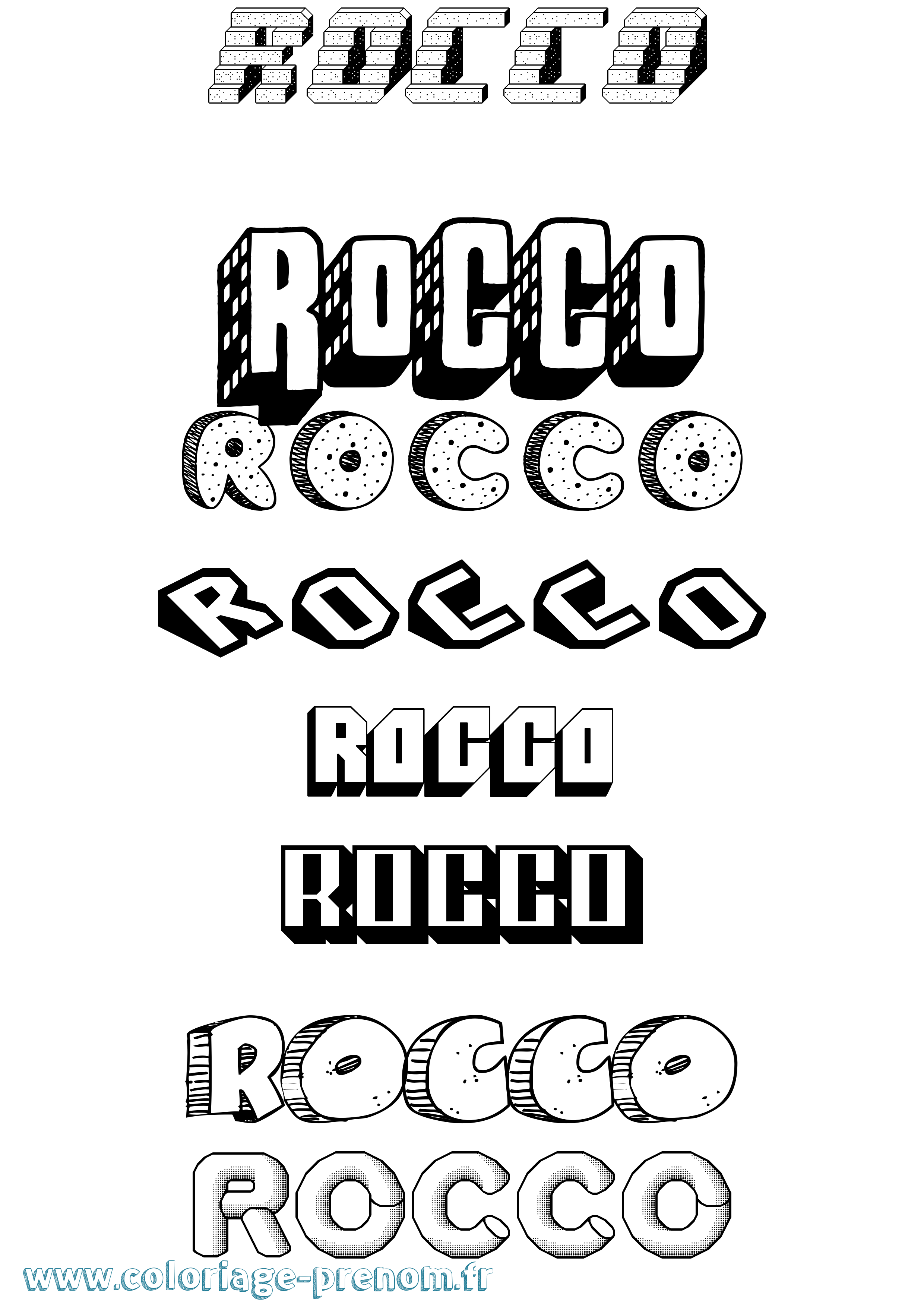Coloriage Rocco Effet 3D Coloriage prénom Rocco Effet 3D