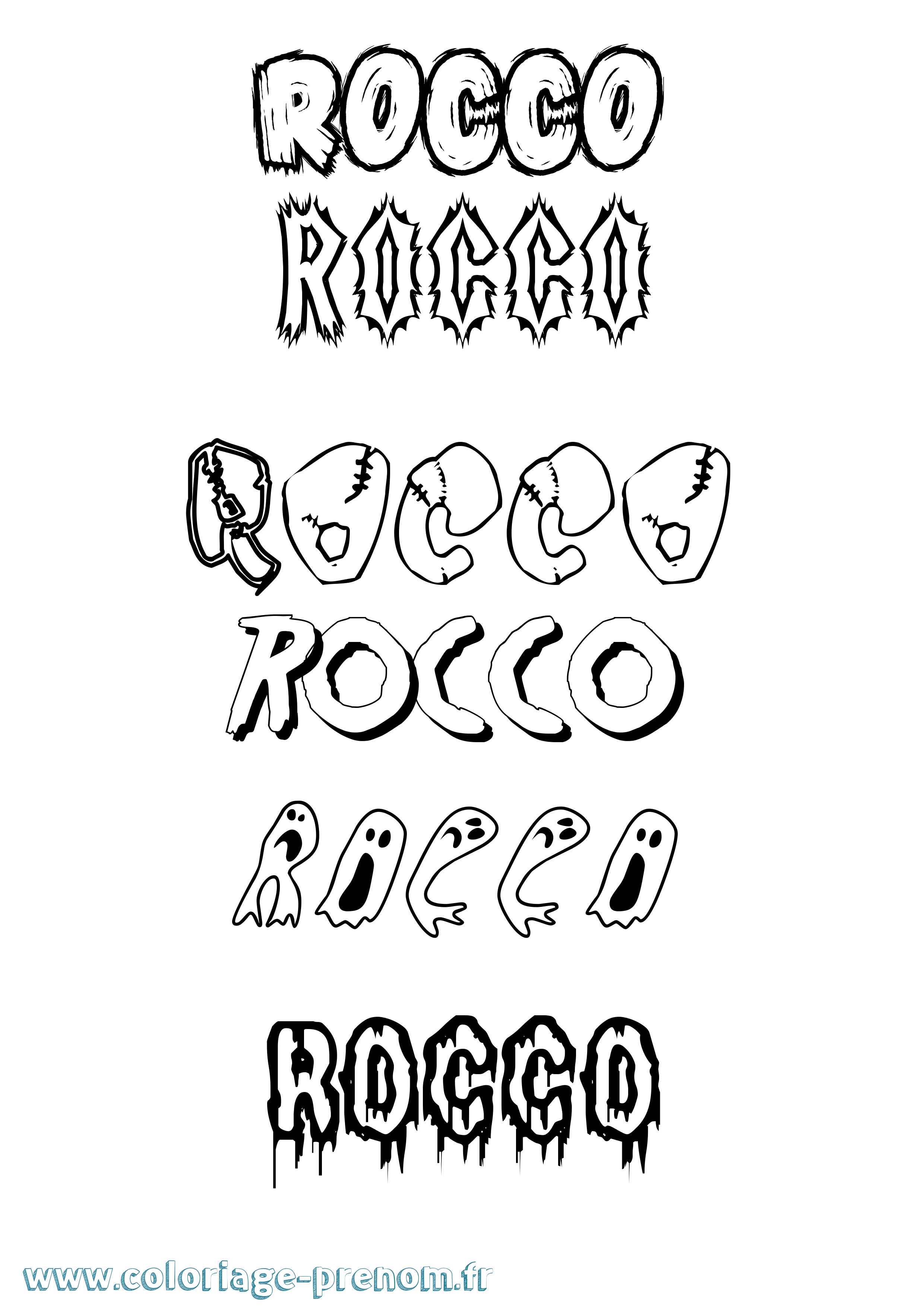 Coloriage Rocco Frisson Coloriage prénom Rocco Frisson