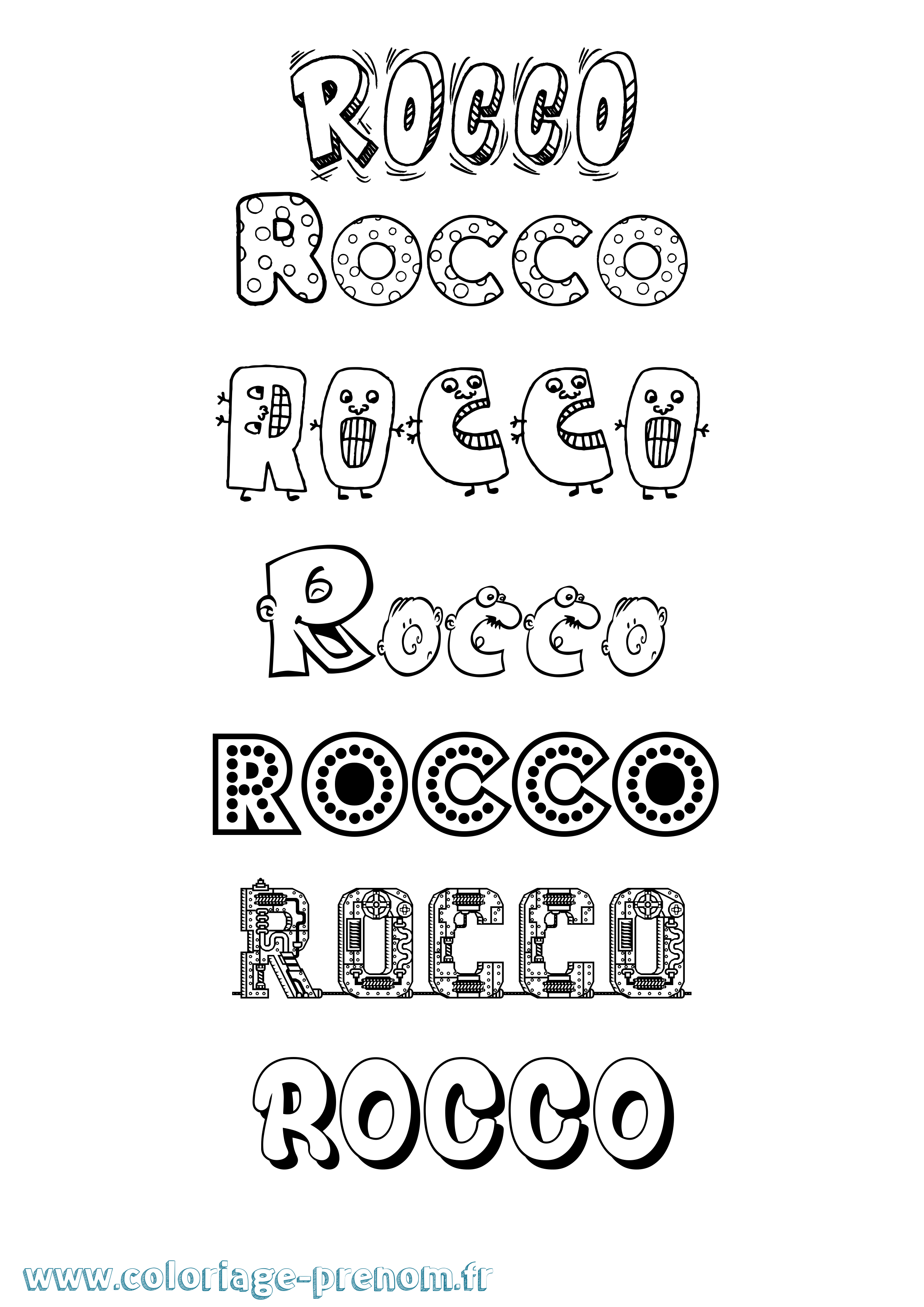 Coloriage Rocco Fun Coloriage prénom Rocco Fun