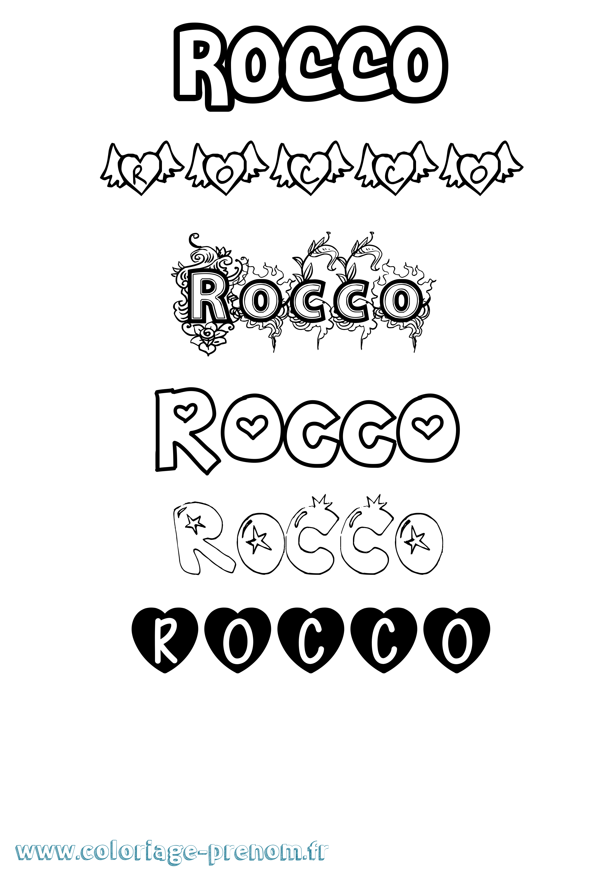 Coloriage Rocco Girly Coloriage prénom Rocco Girly