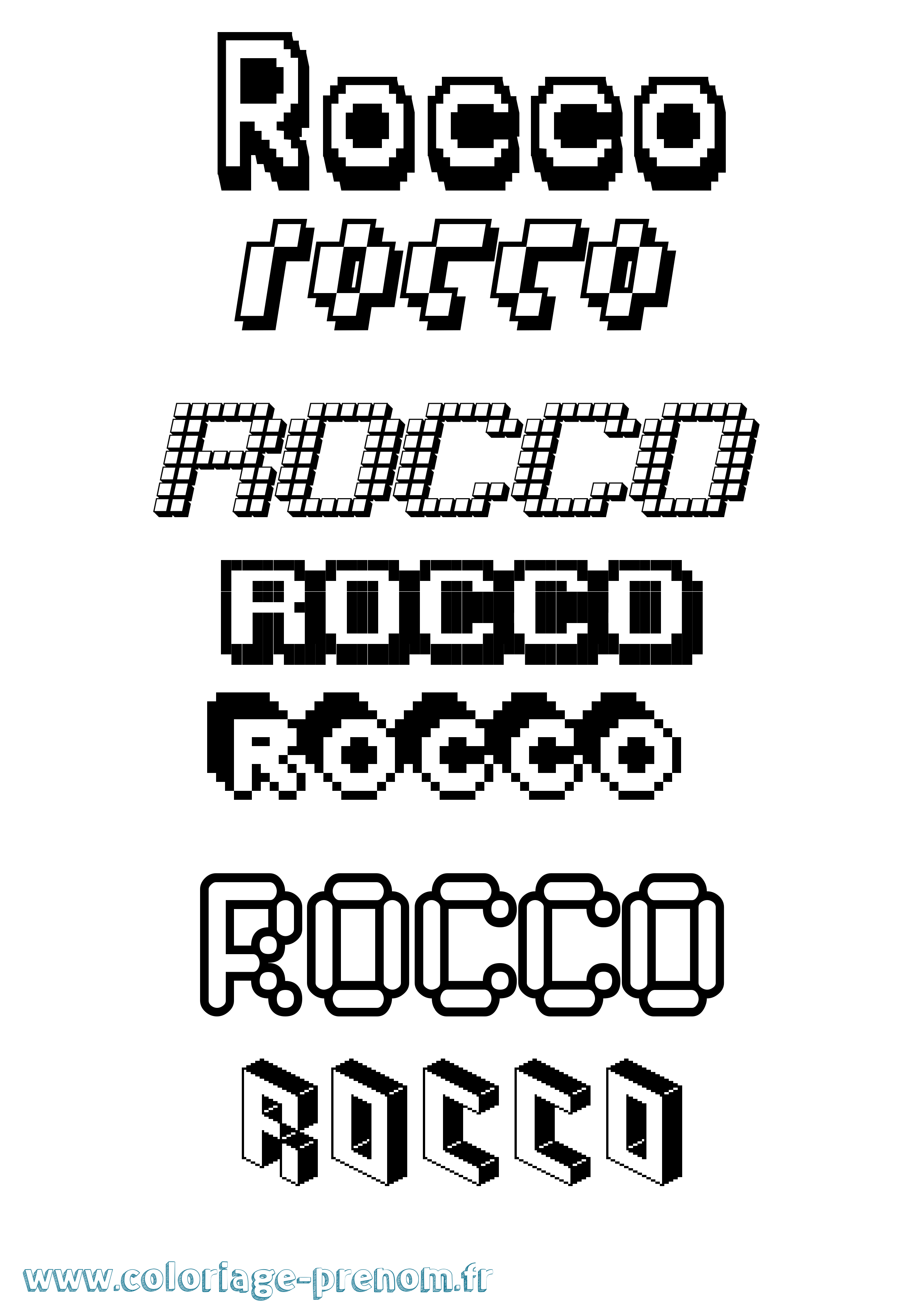Coloriage Rocco Pixel Coloriage prénom Rocco Pixel