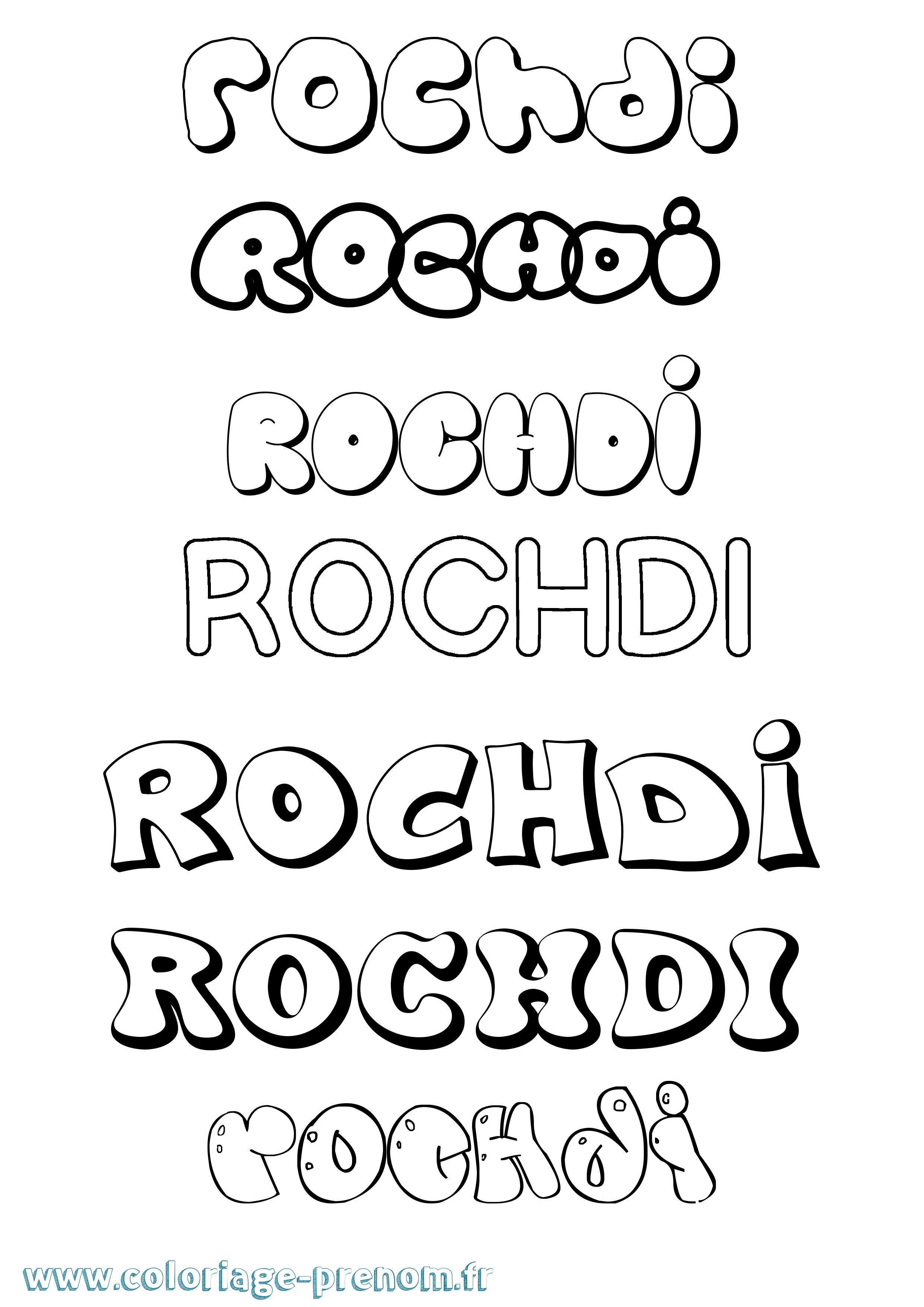 Coloriage Rochdi Bubble Coloriage prénom Rochdi Bubble