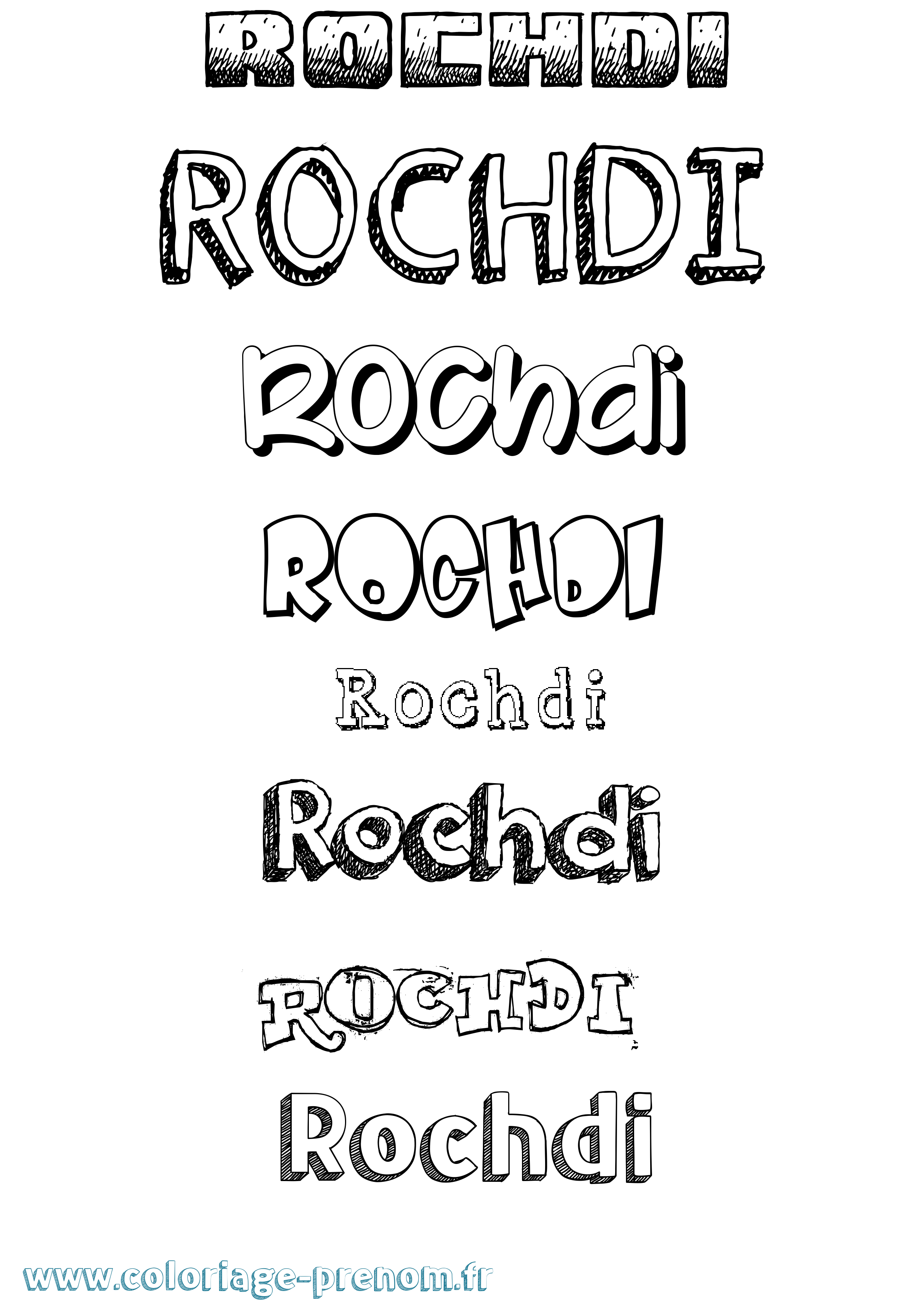 Coloriage Rochdi Dessiné Coloriage prénom Rochdi Dessiné