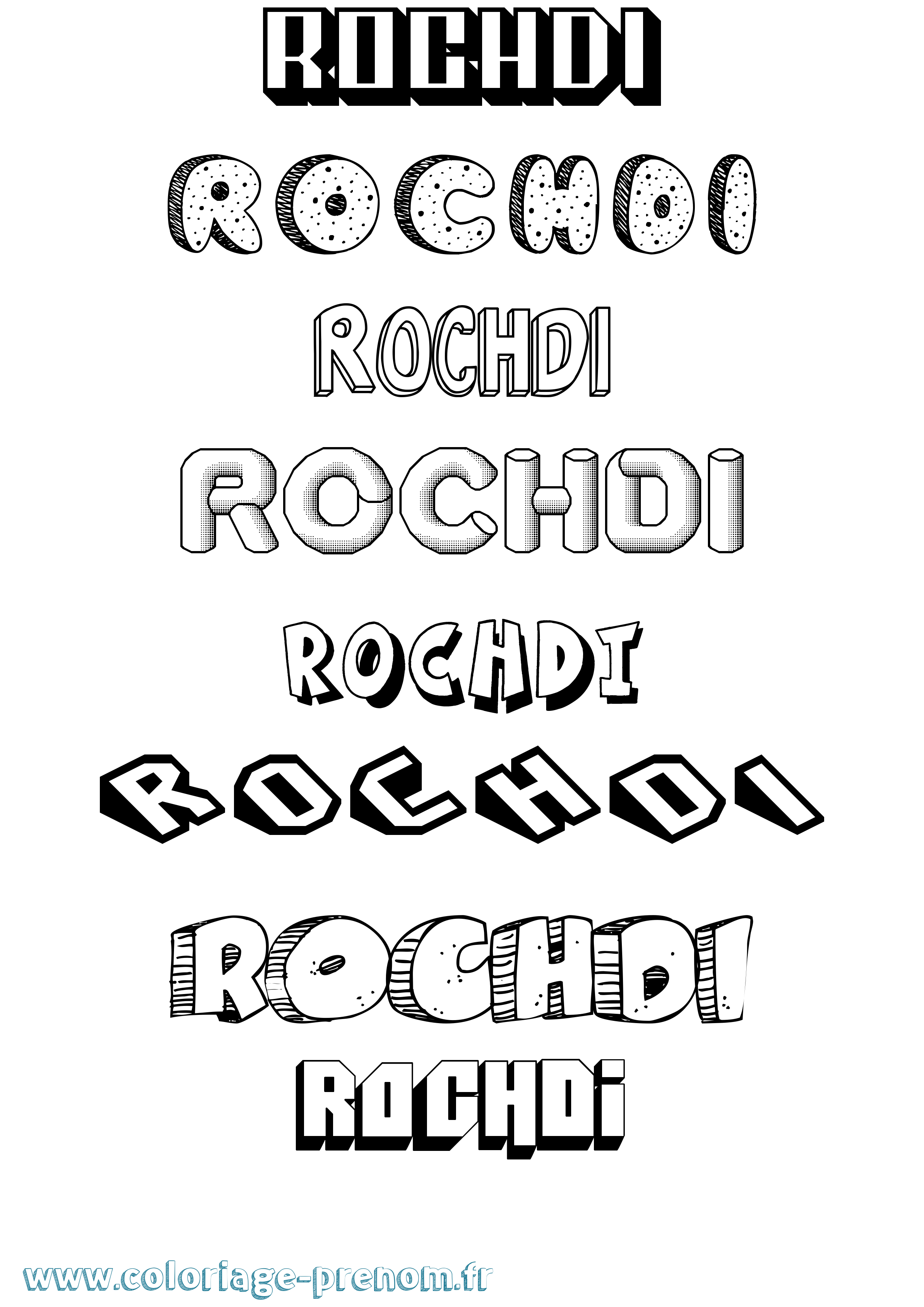 Coloriage Rochdi Effet 3D Coloriage prénom Rochdi Effet 3D