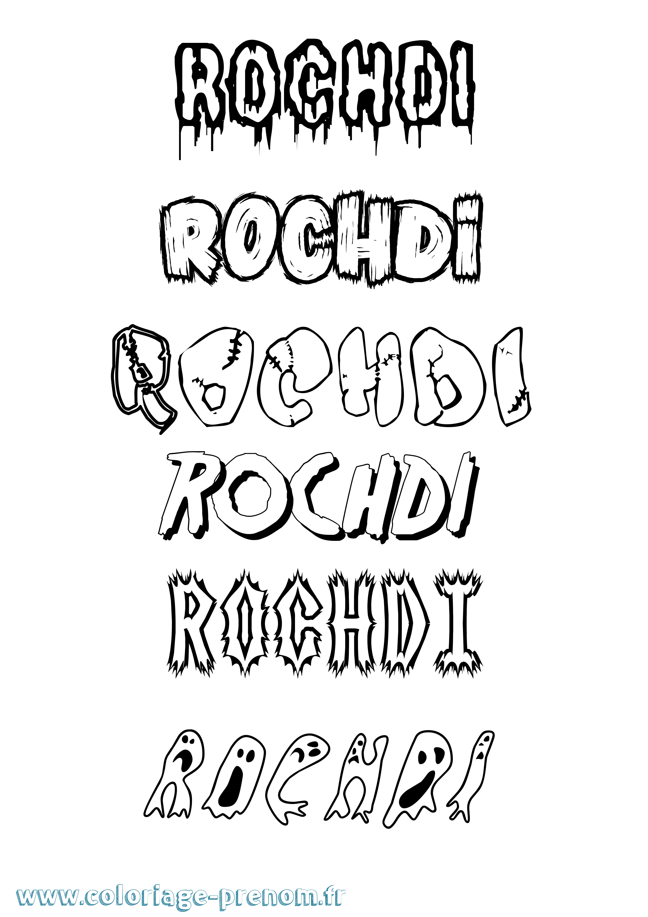 Coloriage Rochdi Frisson Coloriage prénom Rochdi Frisson