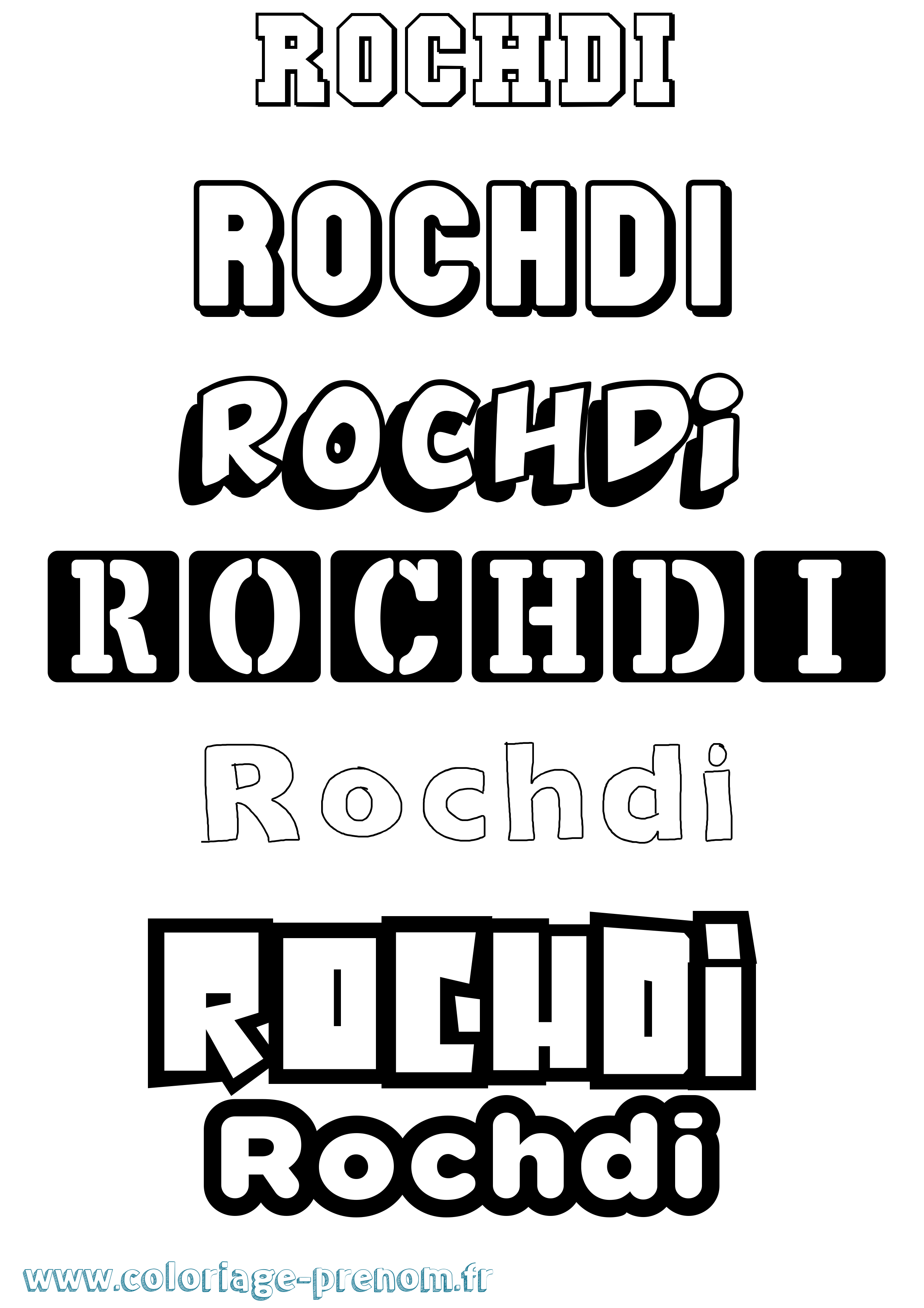 Coloriage Rochdi Simple Coloriage prénom Rochdi Simple