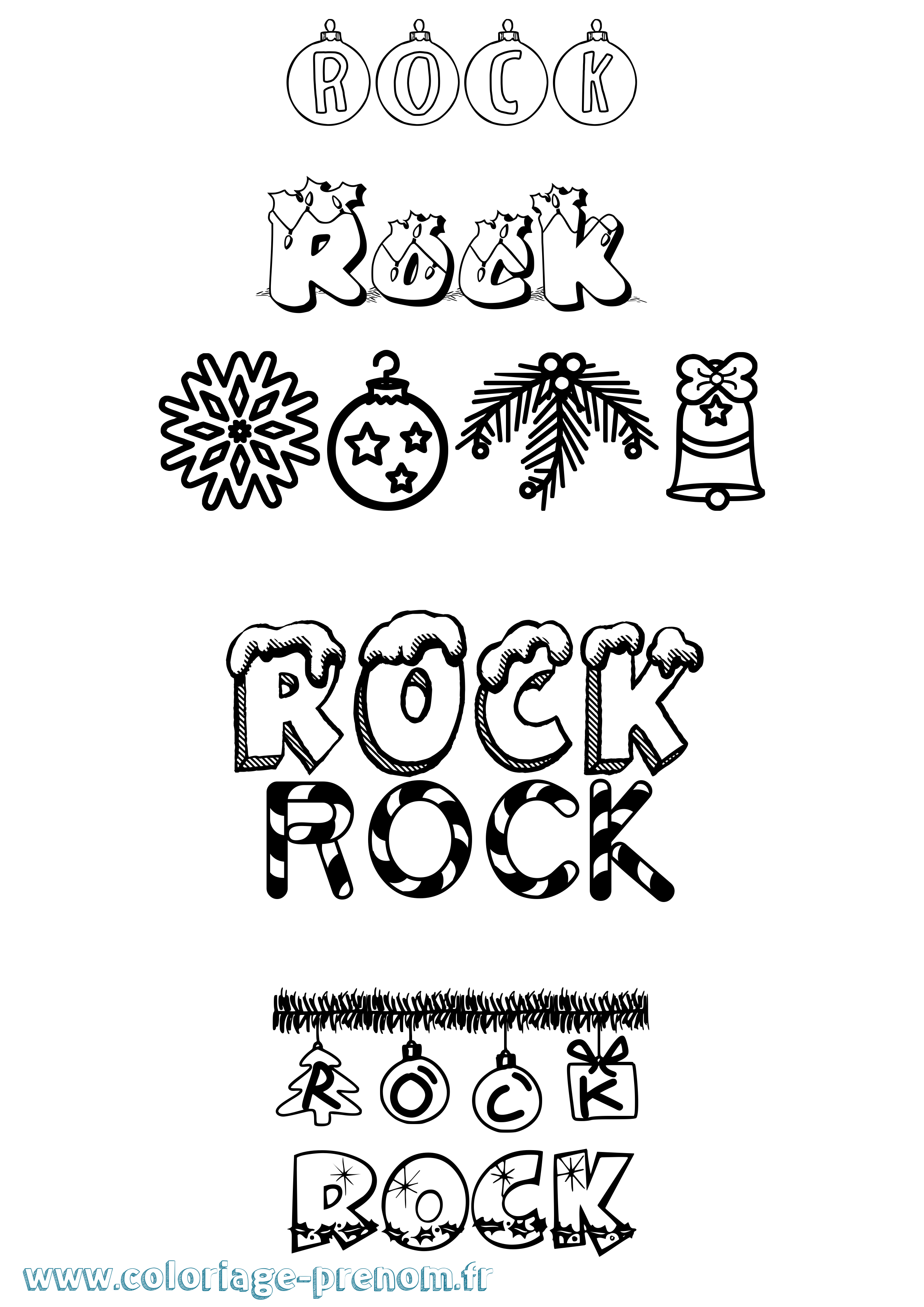 Coloriage Rock Noël Coloriage prénom Rock Noël