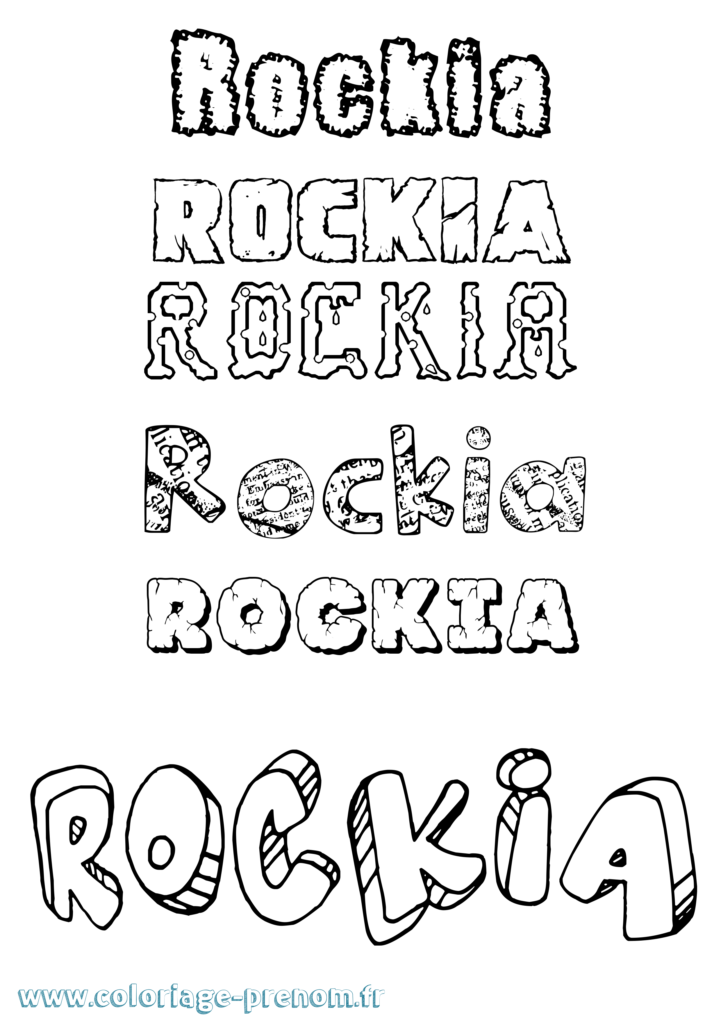 Coloriage Rockia Destructuré Coloriage prénom Rockia Destructuré