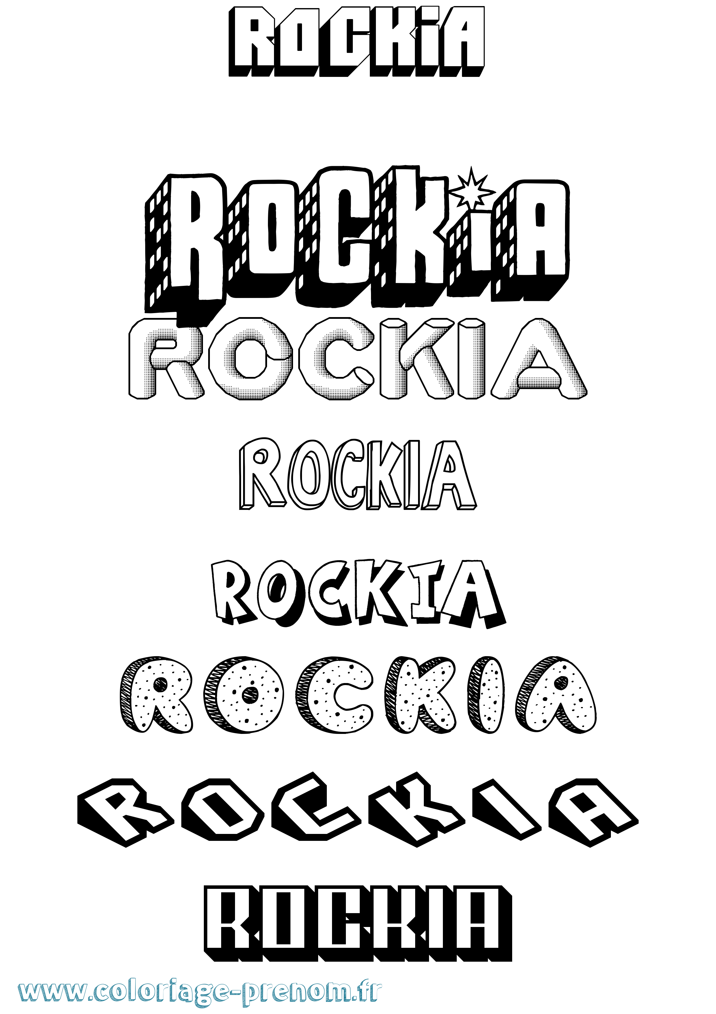 Coloriage Rockia Effet 3D Coloriage prénom Rockia Effet 3D