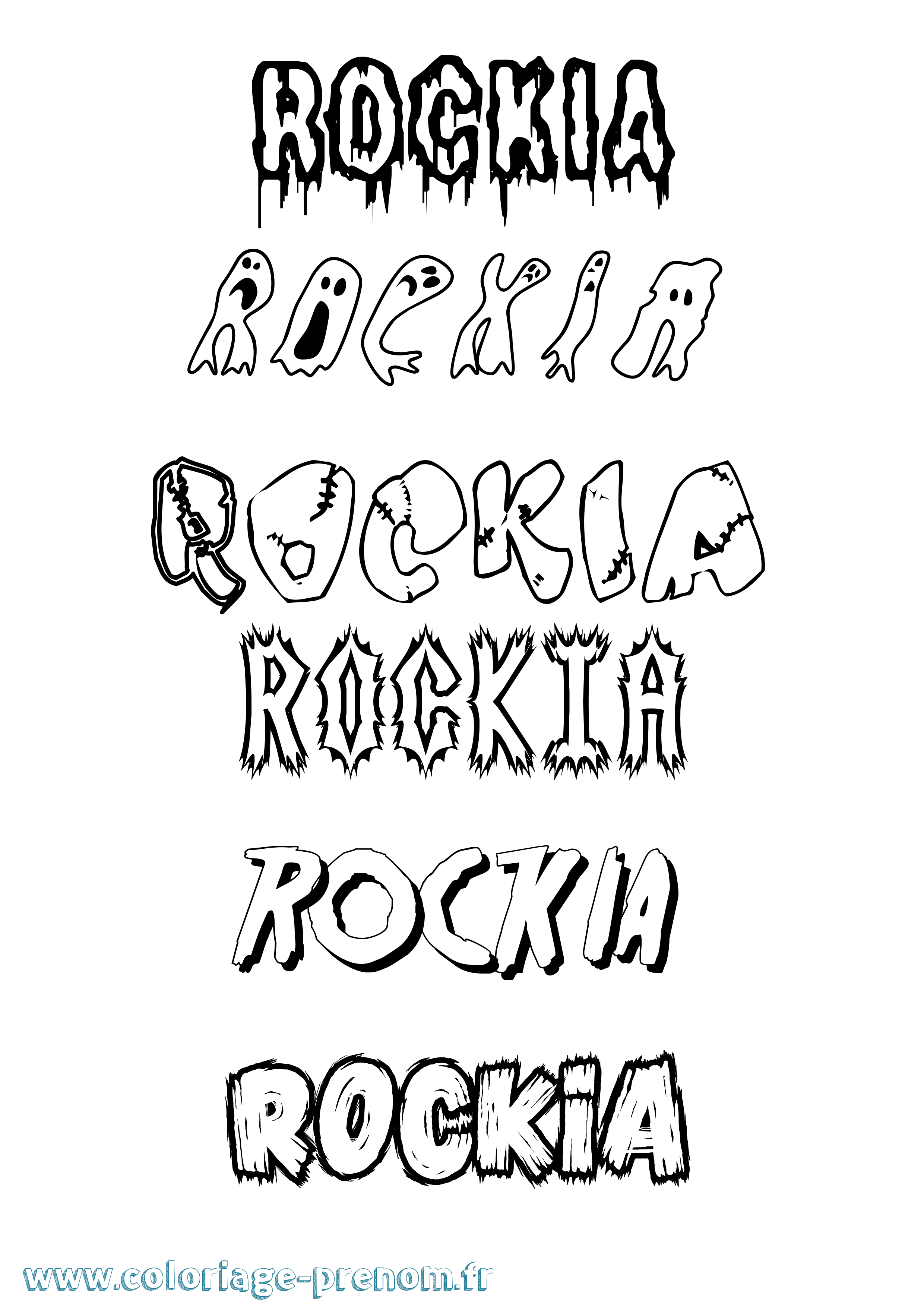 Coloriage Rockia Frisson Coloriage prénom Rockia Frisson