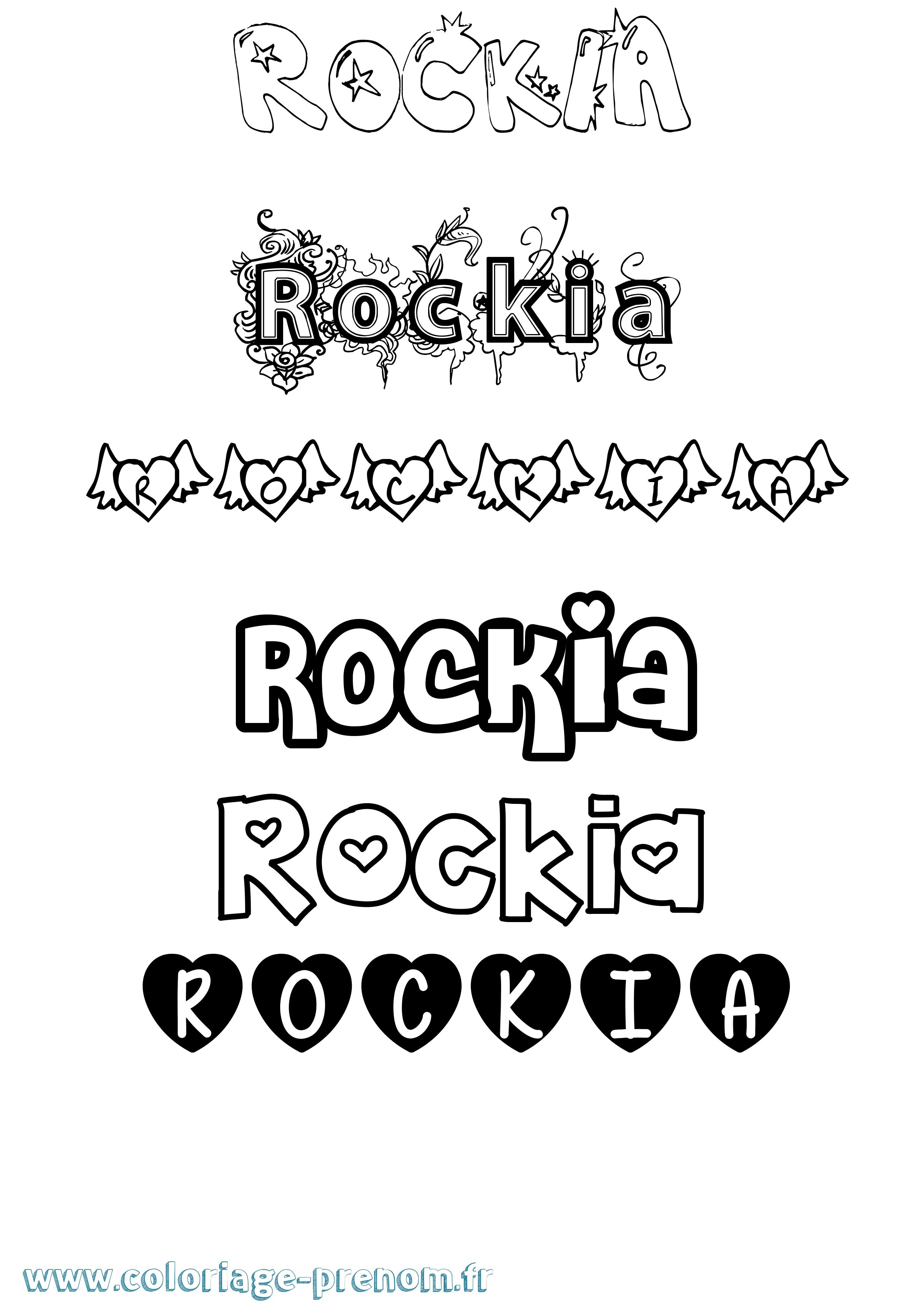 Coloriage Rockia Girly Coloriage prénom Rockia Girly