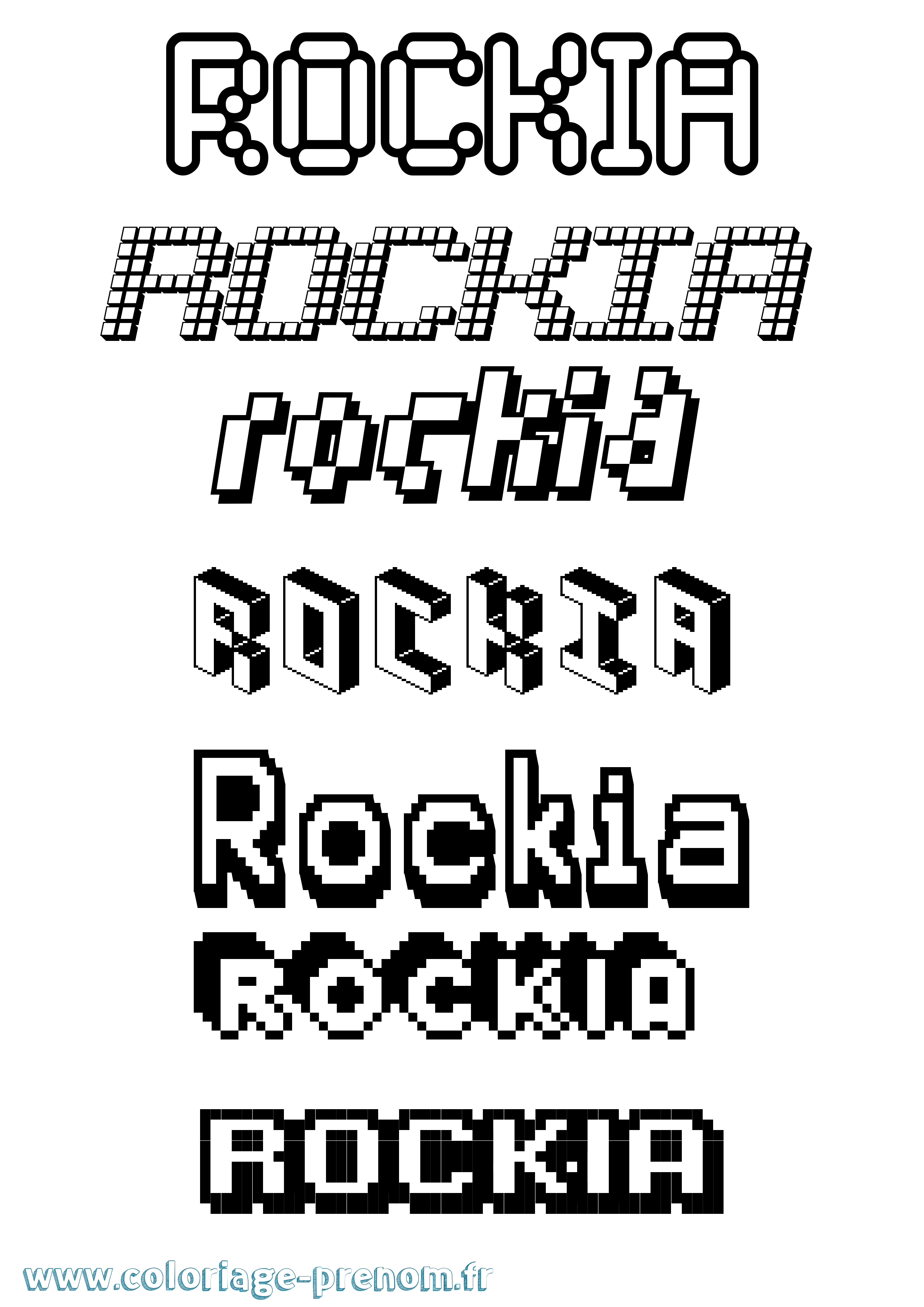 Coloriage Rockia Pixel Coloriage prénom Rockia Pixel