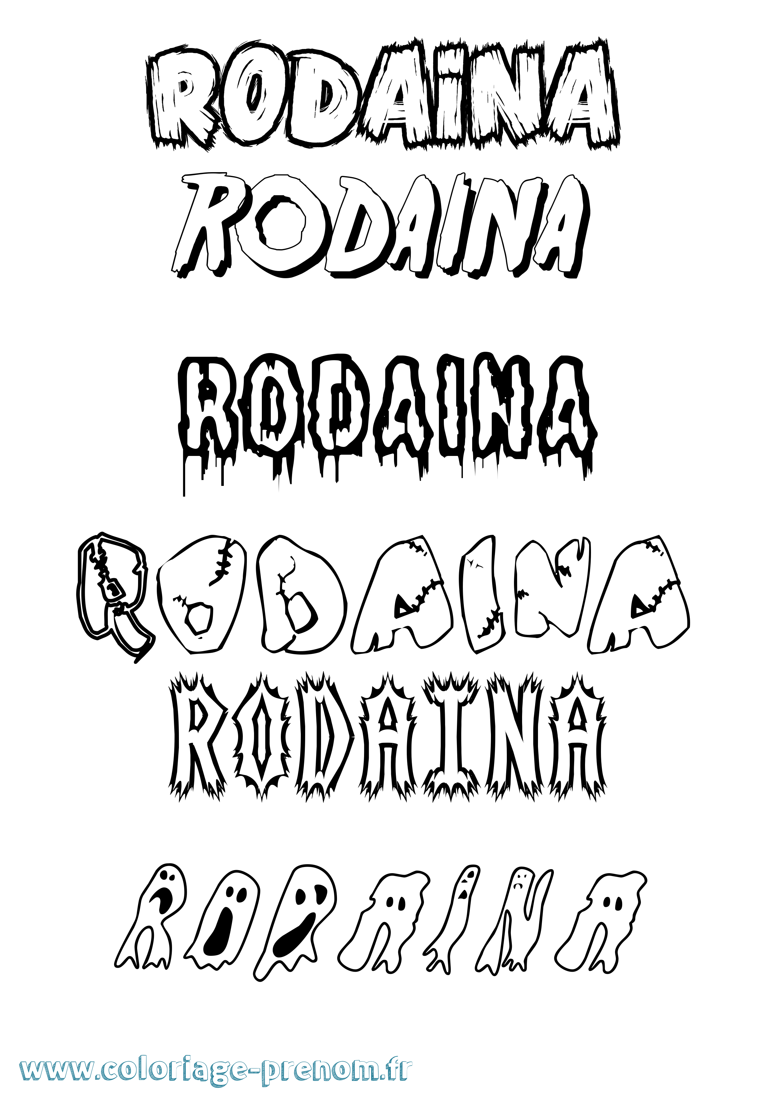 Coloriage Rodaina Frisson Coloriage prénom Rodaina Frisson