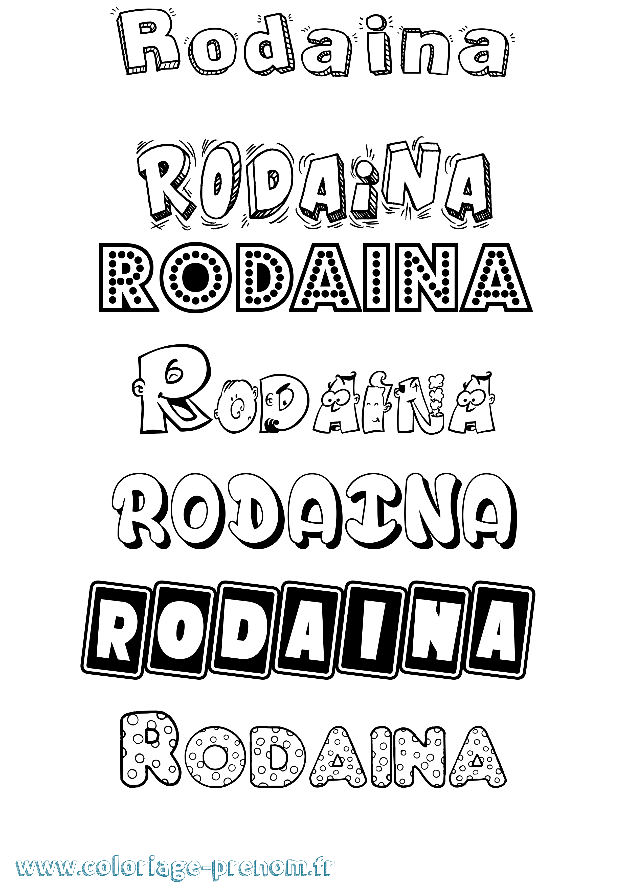 Coloriage Rodaina Fun Coloriage prénom Rodaina Fun