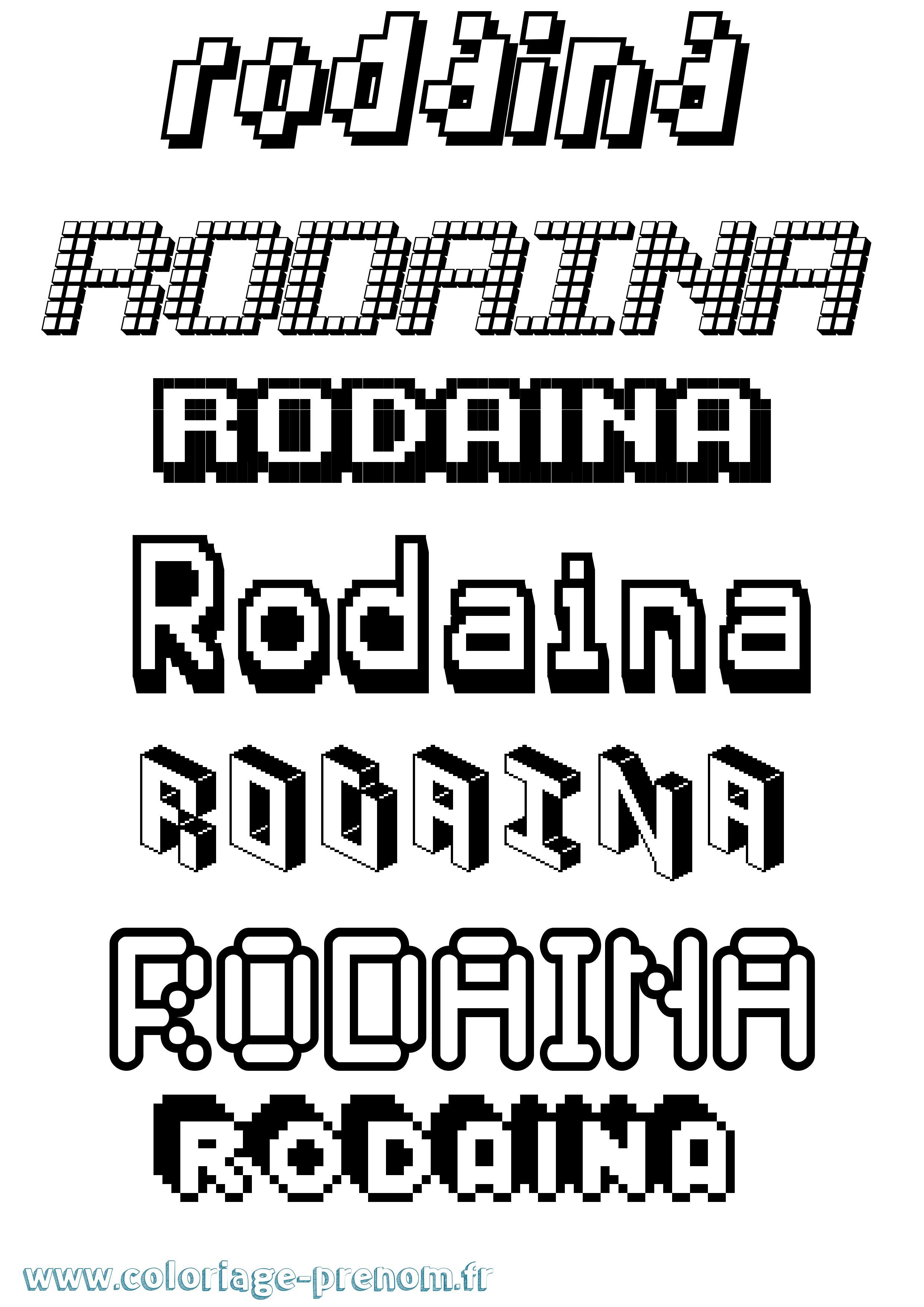 Coloriage Rodaina Pixel Coloriage prénom Rodaina Pixel
