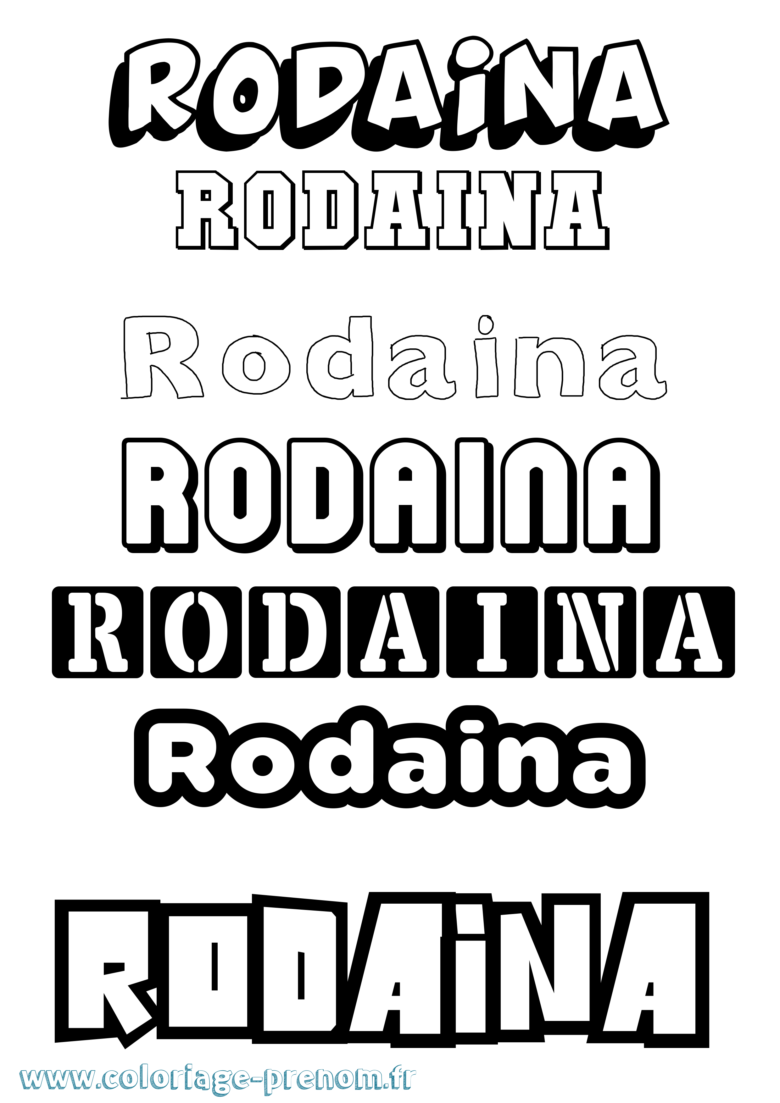Coloriage Rodaina Simple Coloriage prénom Rodaina Simple