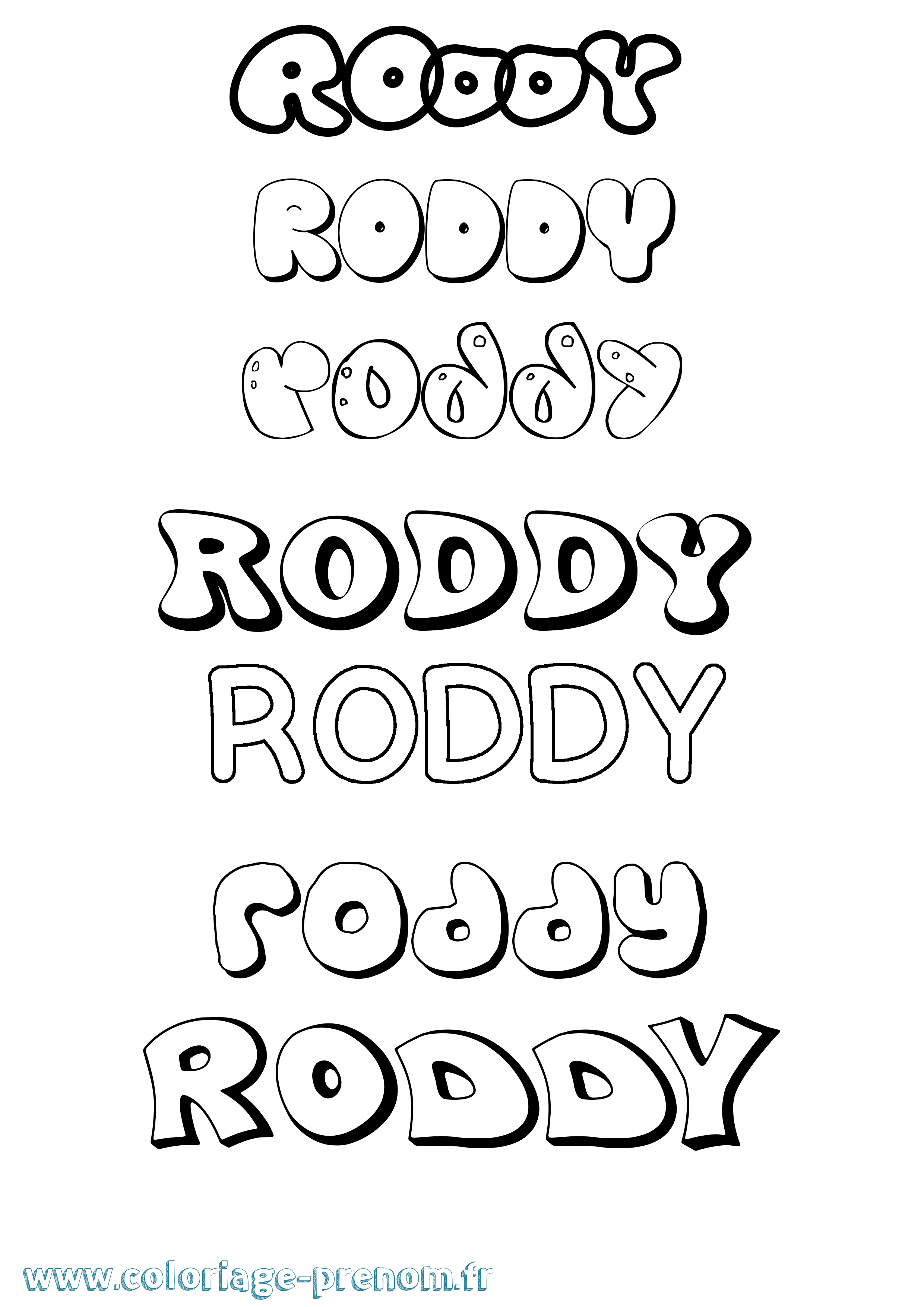 Coloriage Roddy Bubble Coloriage prénom Roddy Bubble