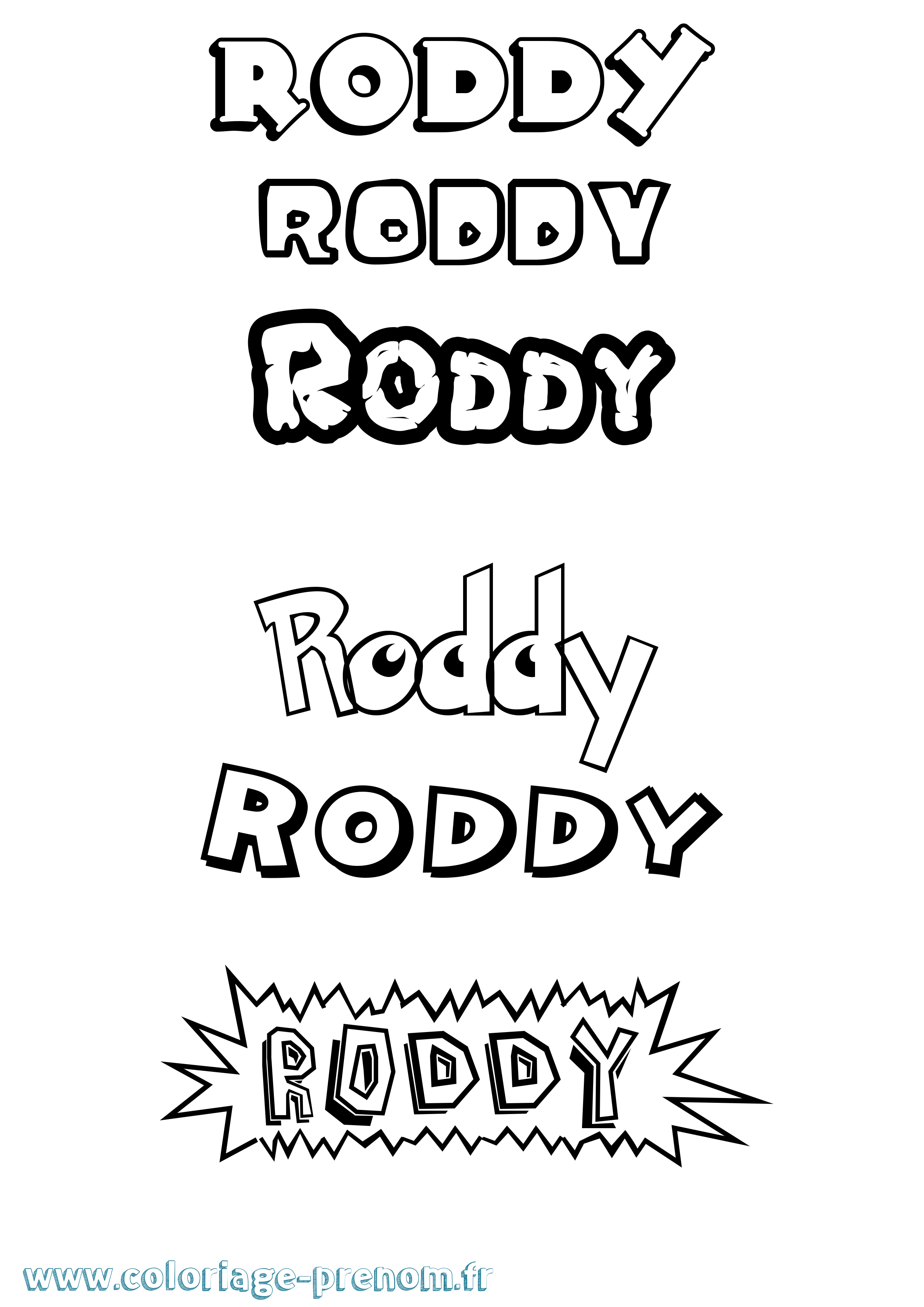Coloriage Roddy Dessin Animé Coloriage prénom Roddy Dessin Animé