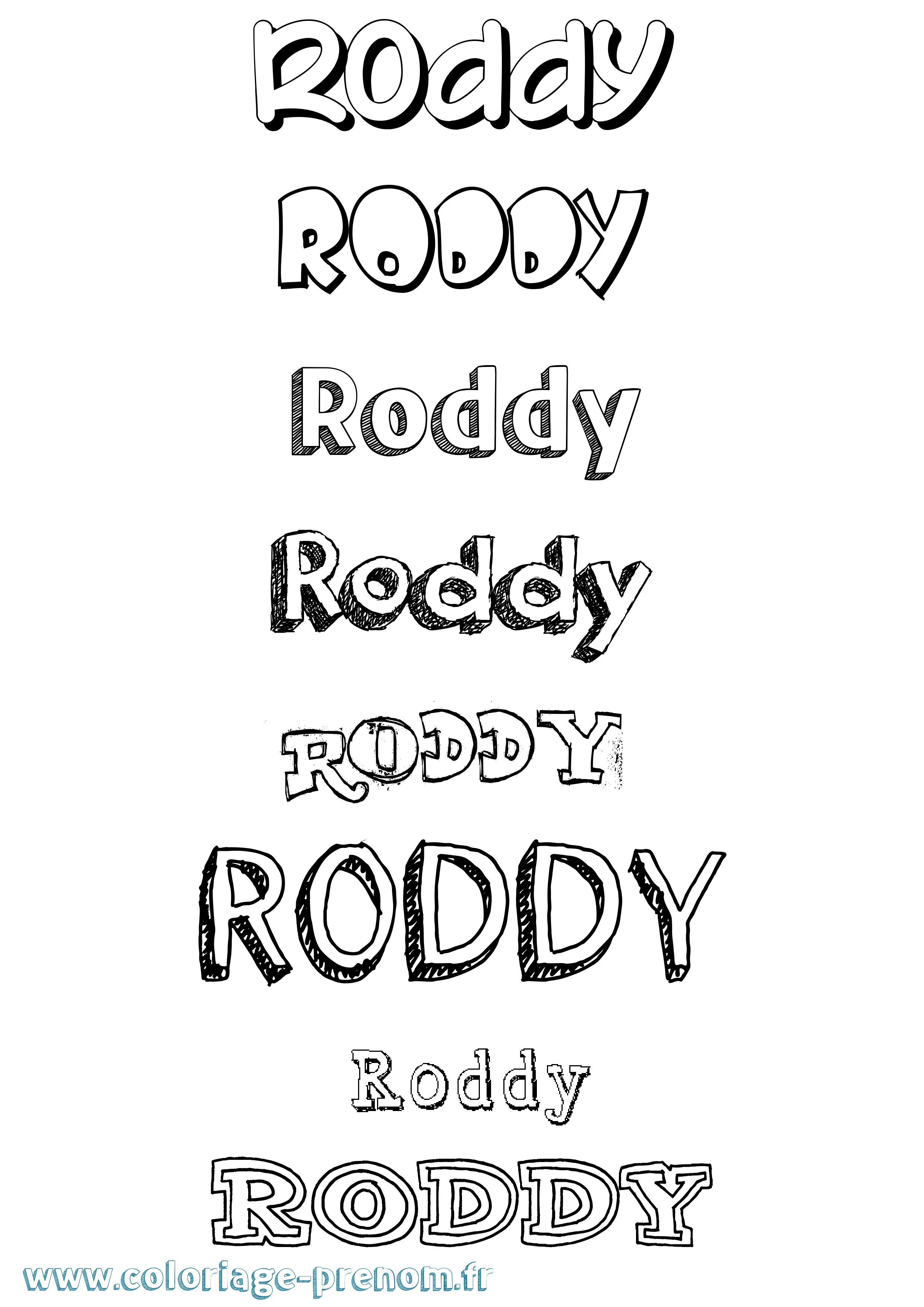 Coloriage Roddy Dessiné Coloriage prénom Roddy Dessiné