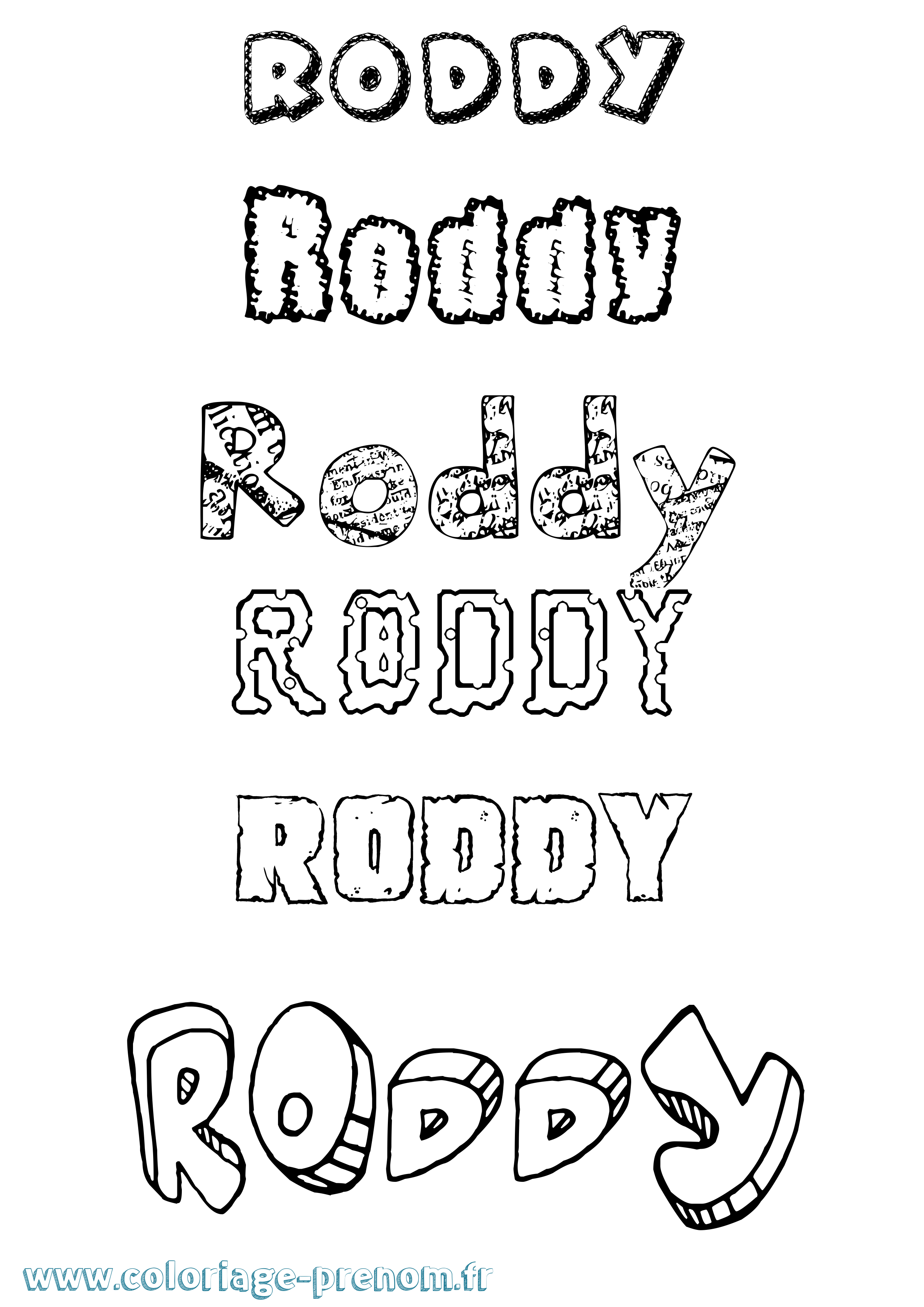 Coloriage Roddy Destructuré Coloriage prénom Roddy Destructuré