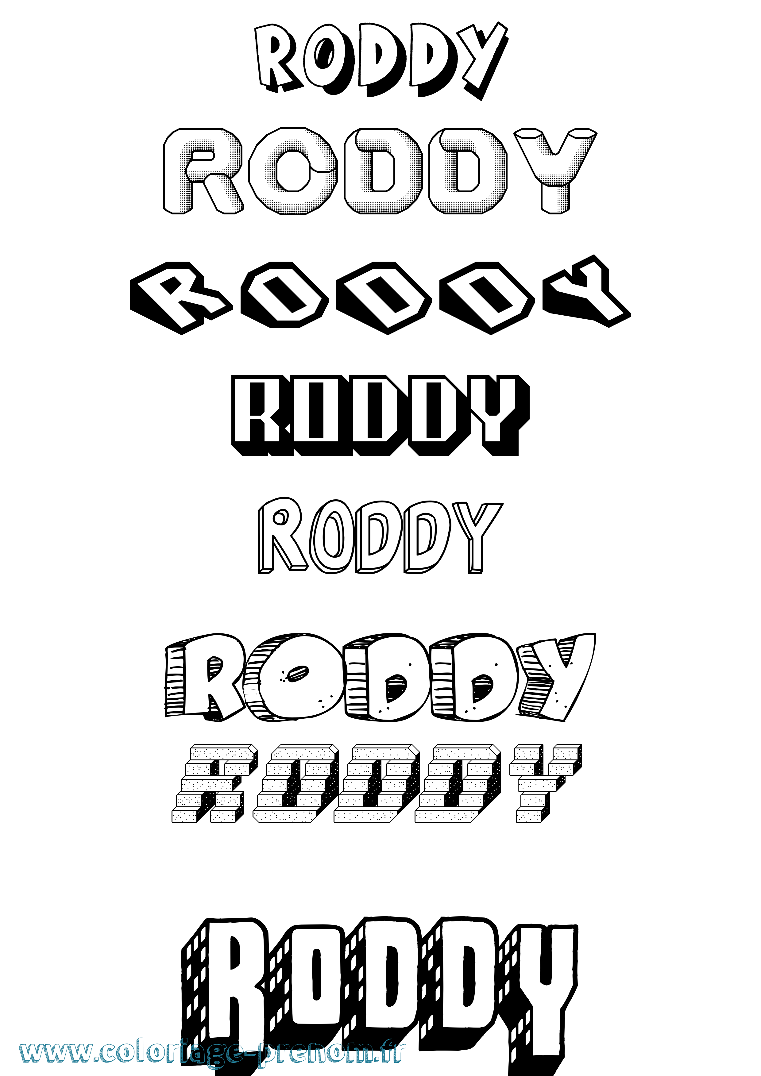 Coloriage Roddy Effet 3D Coloriage prénom Roddy Effet 3D