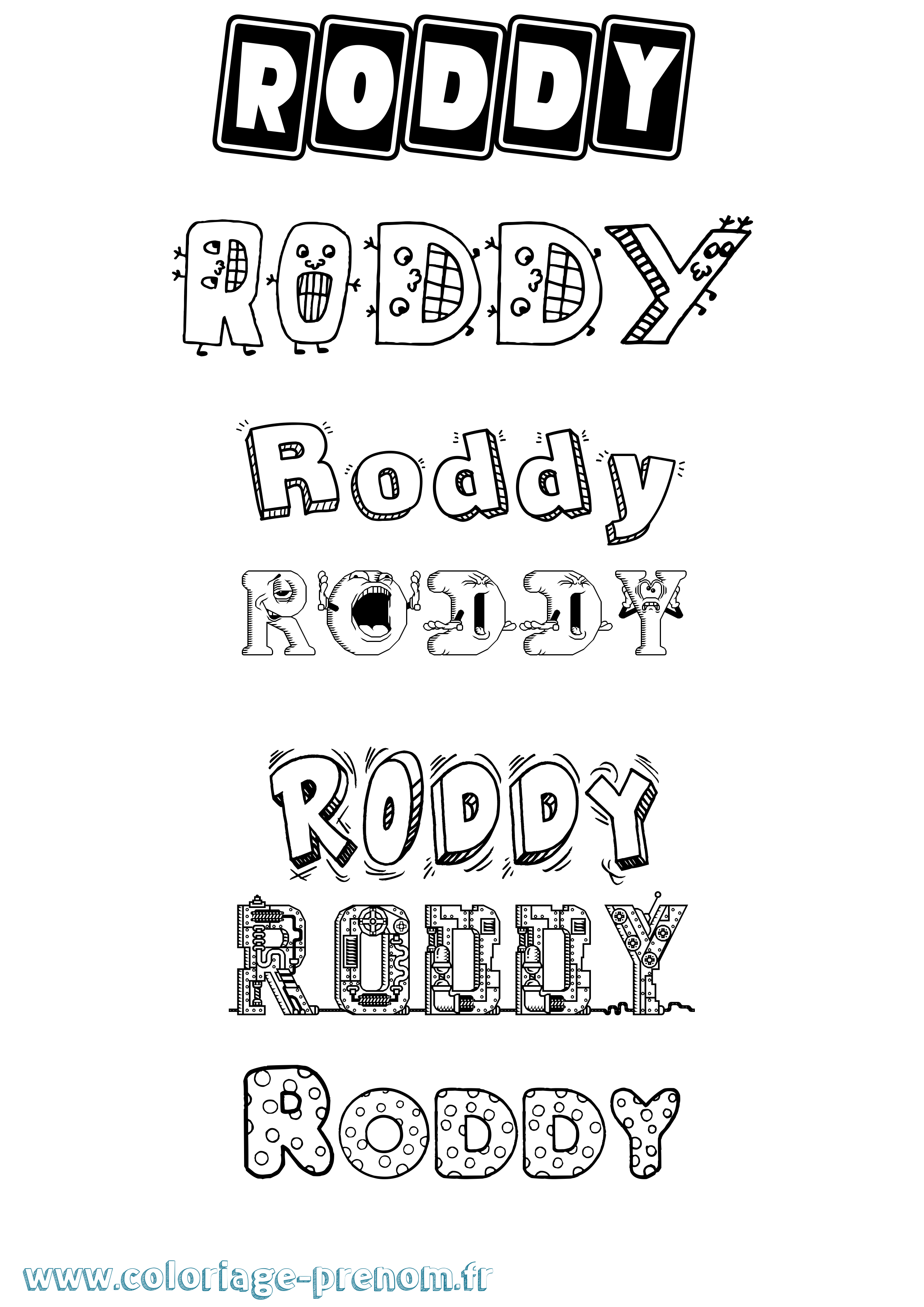 Coloriage Roddy Fun Coloriage prénom Roddy Fun