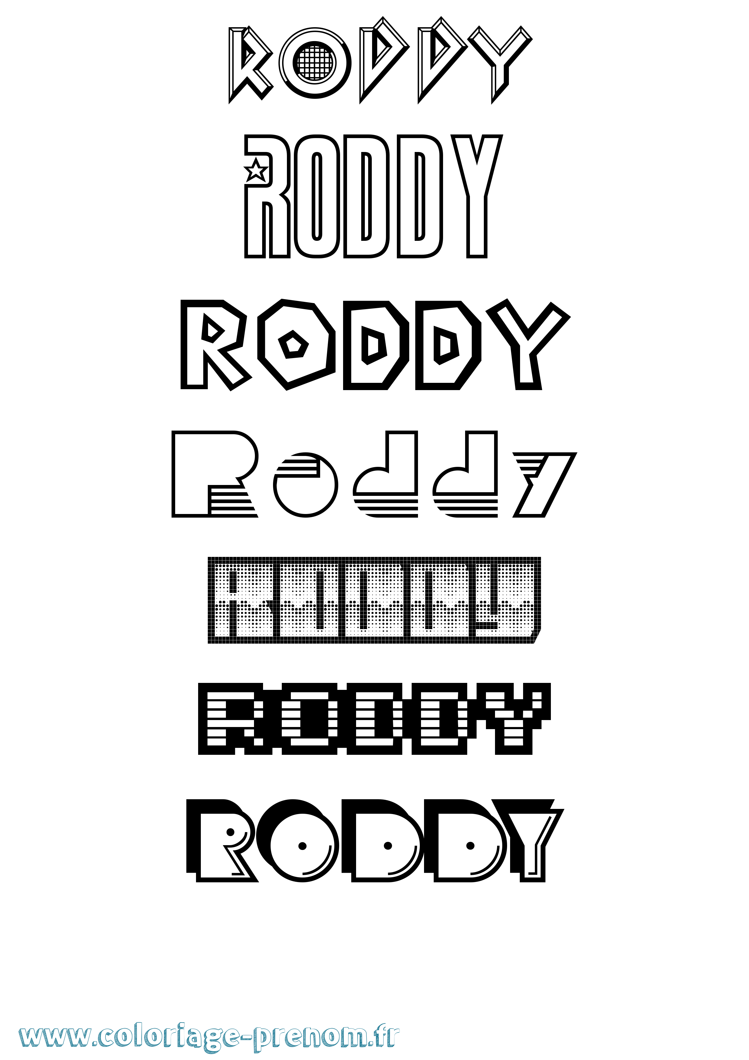 Coloriage Roddy Jeux Vidéos Coloriage prénom Roddy Jeux Vidéos