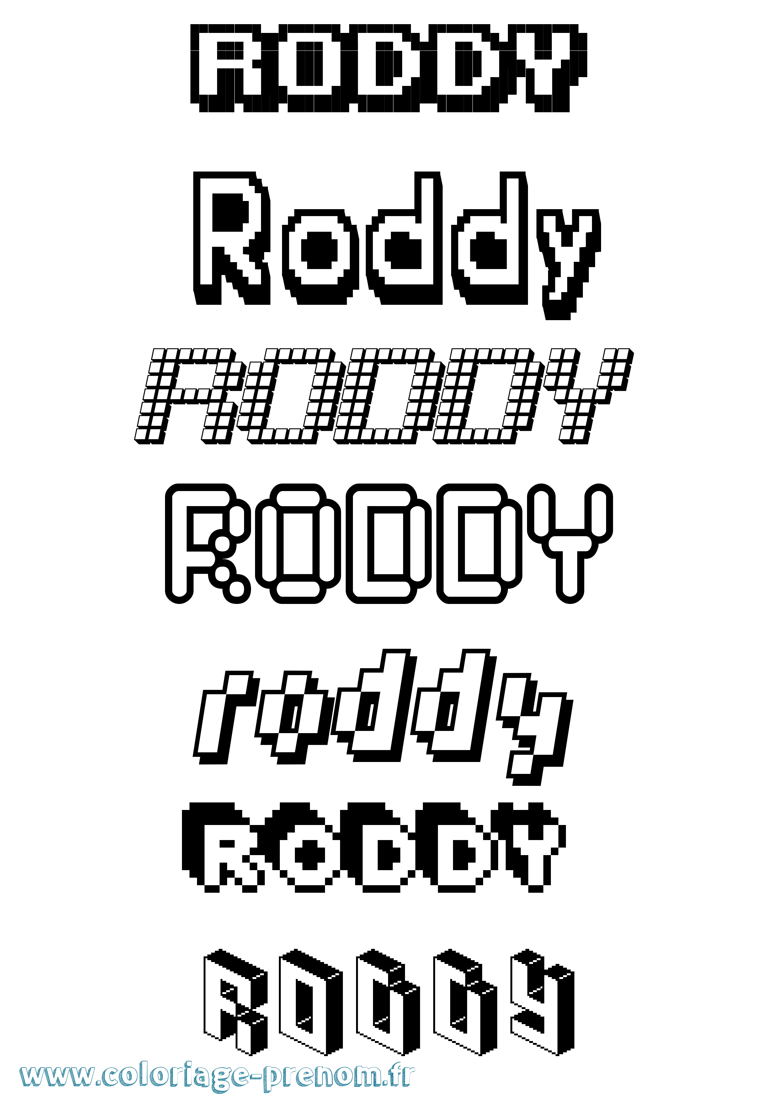Coloriage Roddy Pixel Coloriage prénom Roddy Pixel