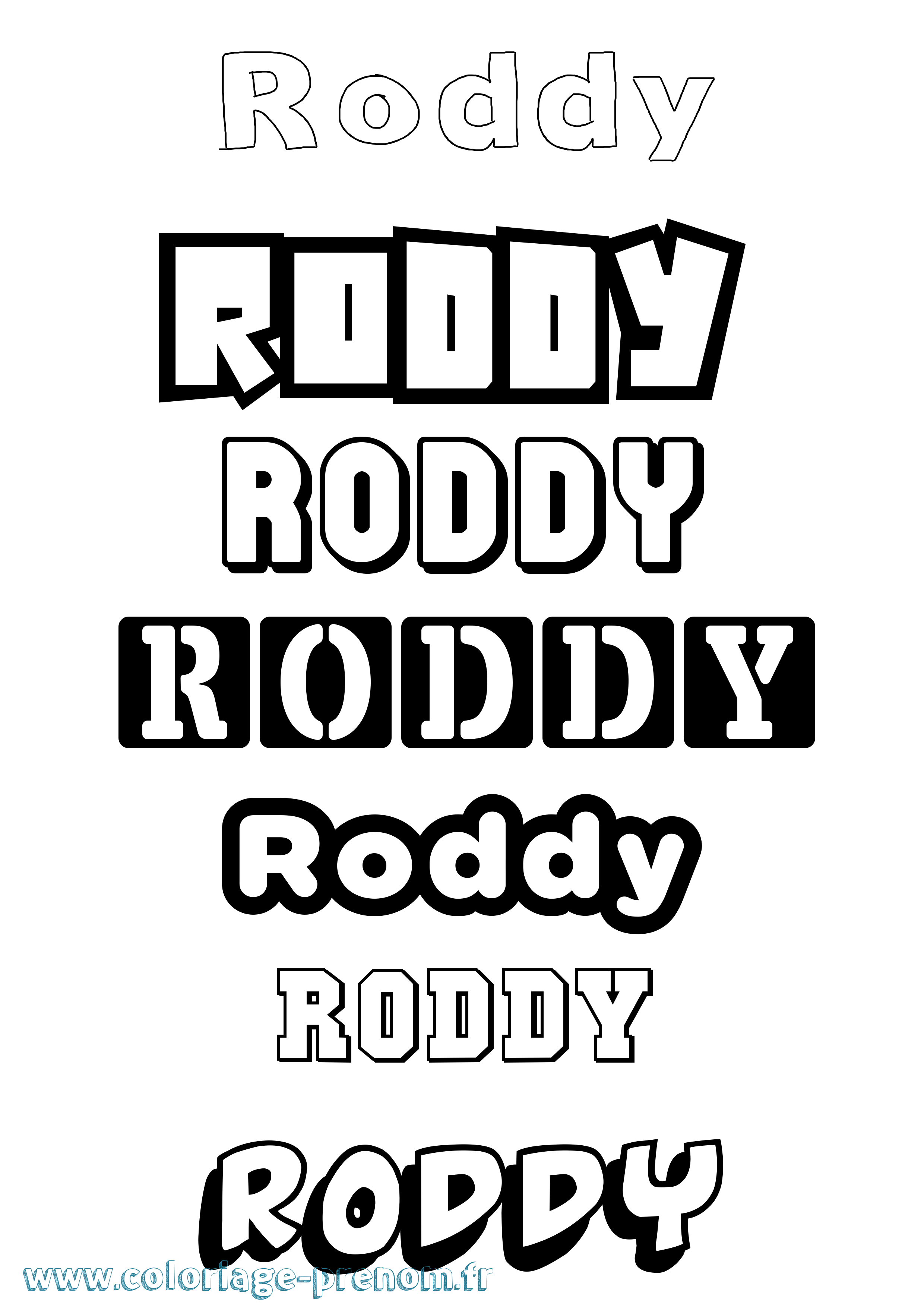 Coloriage Roddy Simple Coloriage prénom Roddy Simple