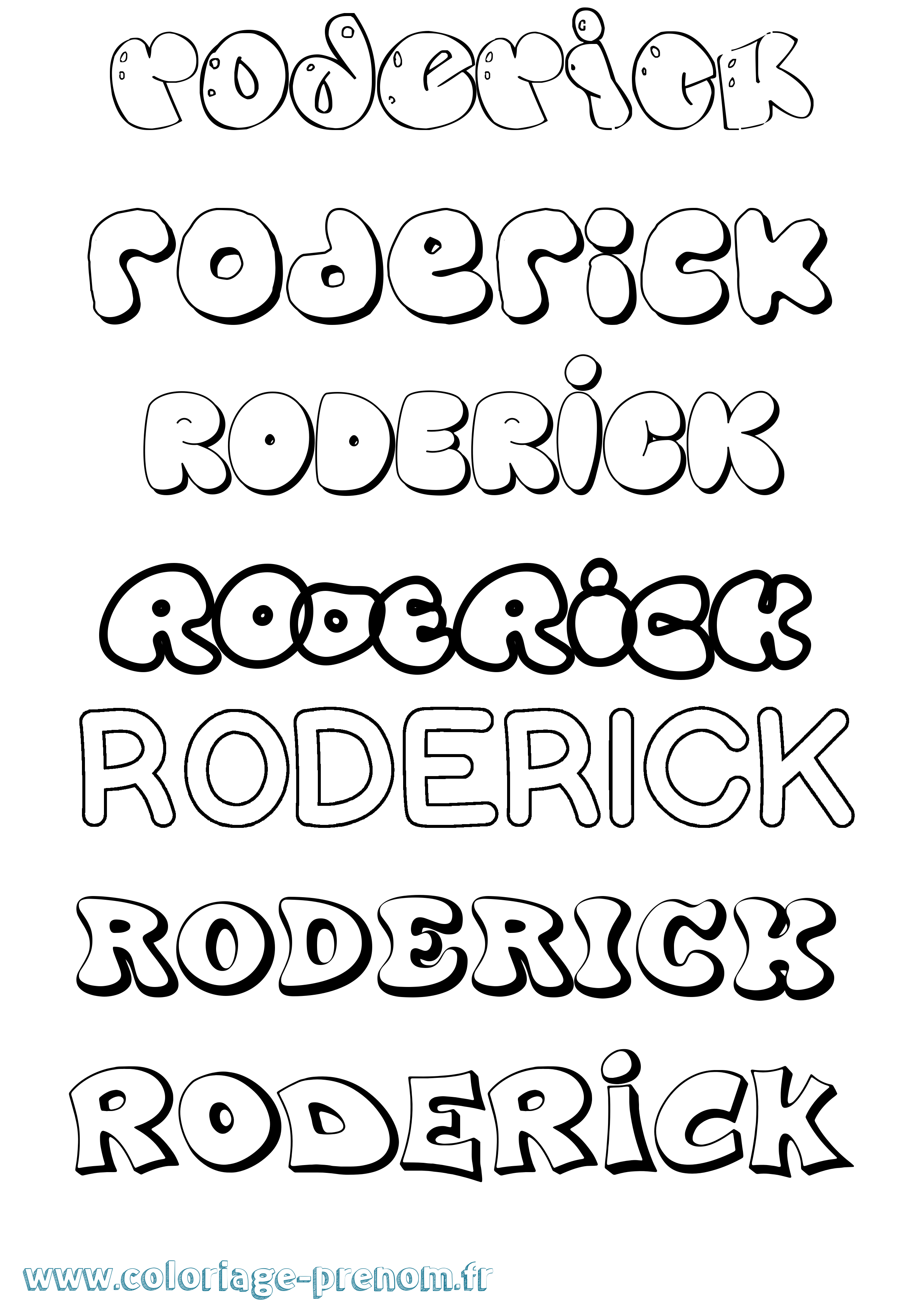 Coloriage Roderick Bubble Coloriage prénom Roderick Bubble