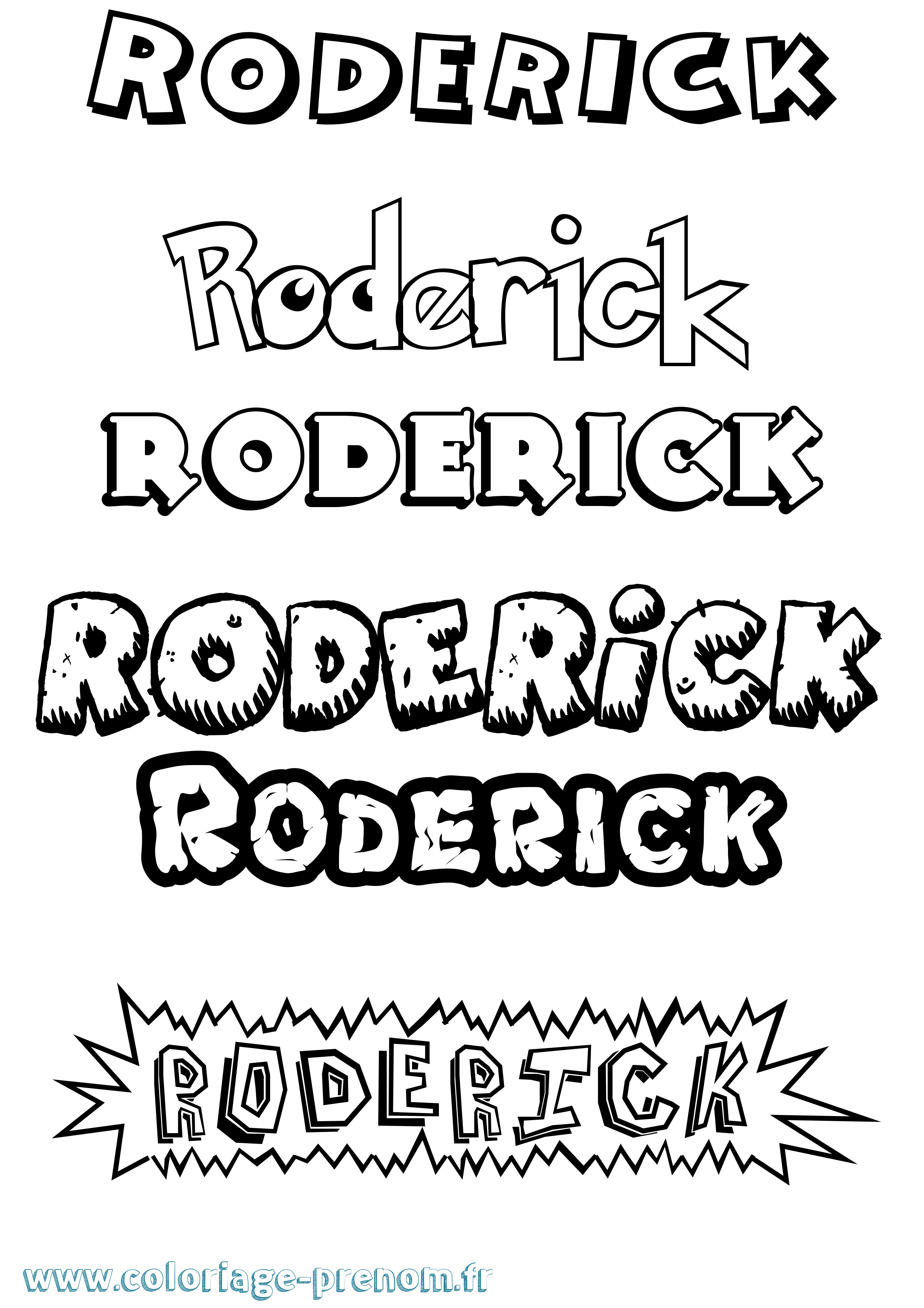 Coloriage Roderick Dessin Animé Coloriage prénom Roderick Dessin Animé