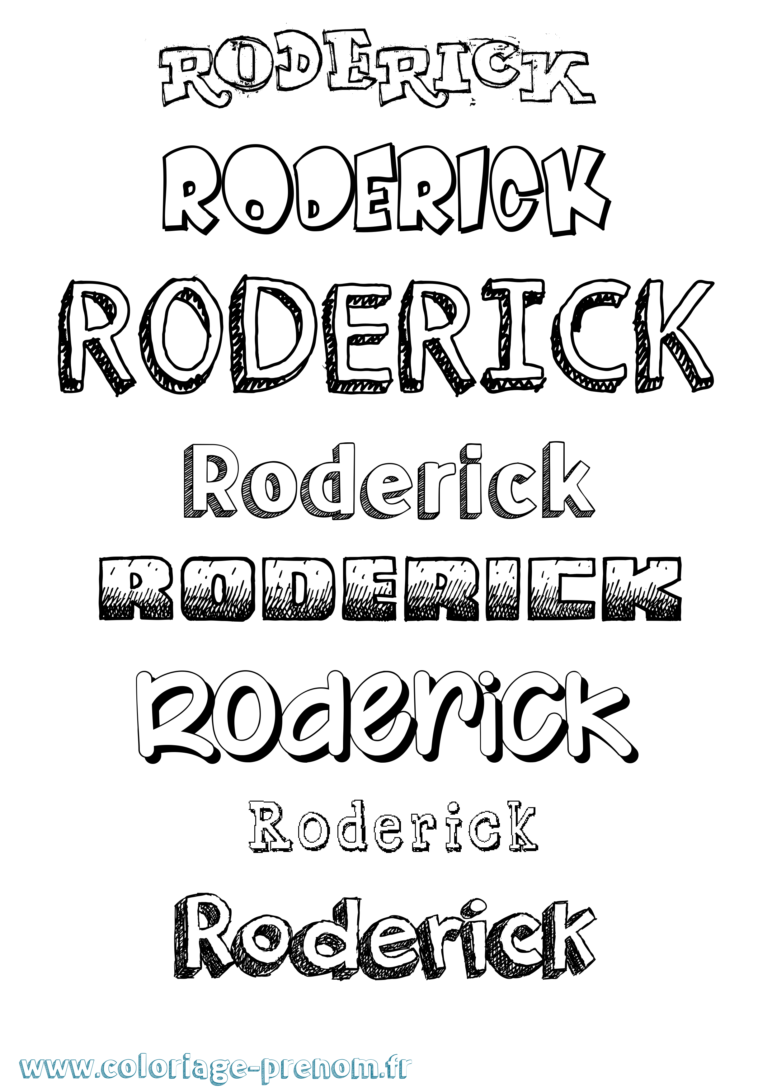 Coloriage Roderick Dessiné Coloriage prénom Roderick Dessiné