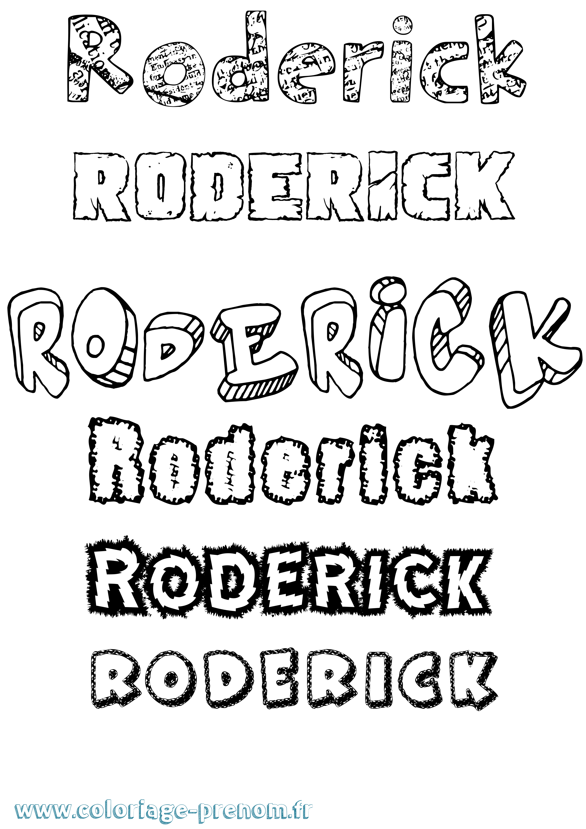 Coloriage Roderick Destructuré Coloriage prénom Roderick Destructuré
